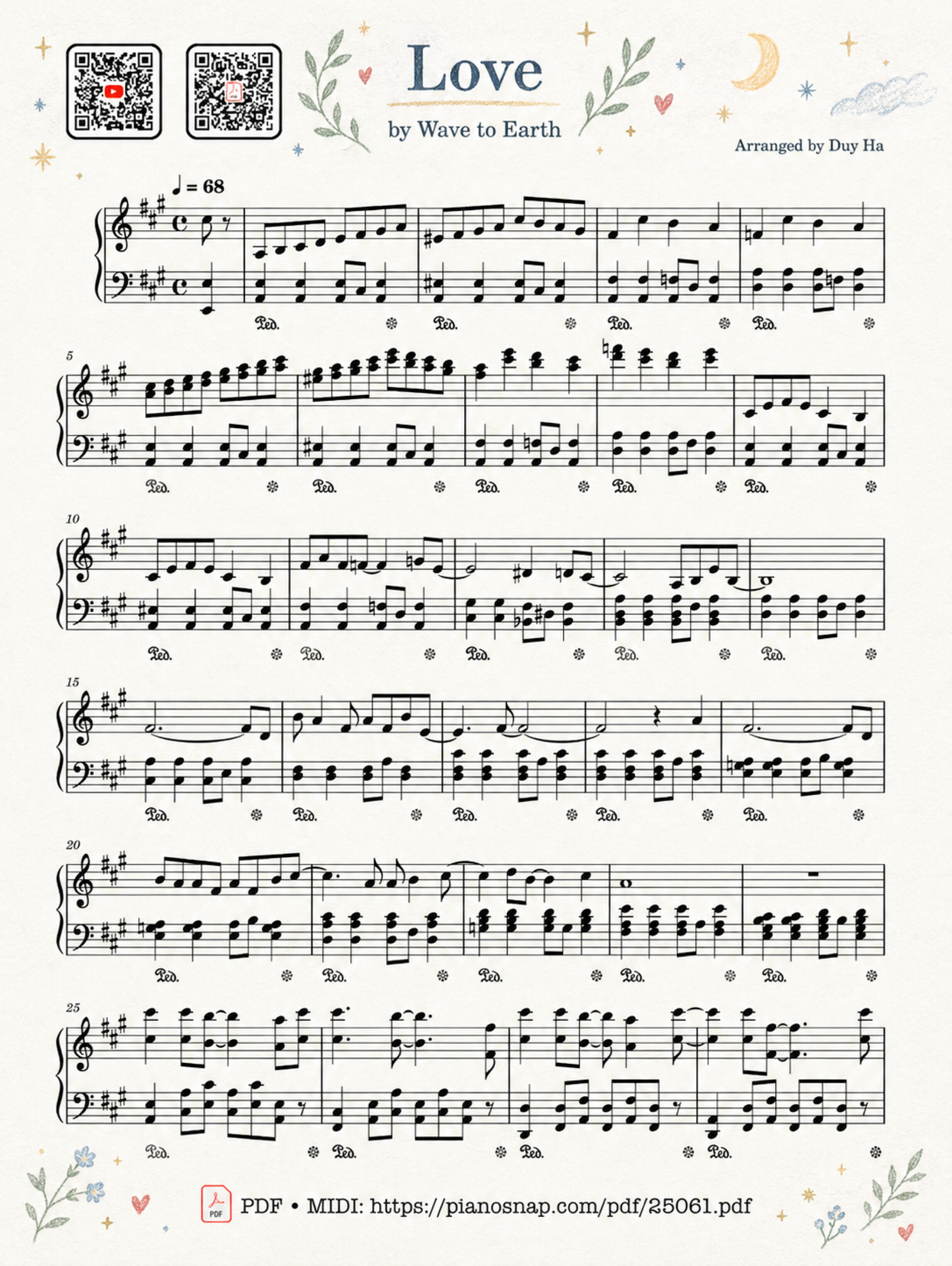 Illustrated Sheet Music Page 3 of the piano sheet music PDF – Love – Wave to Earth Sheet Piano by Duy H Ha