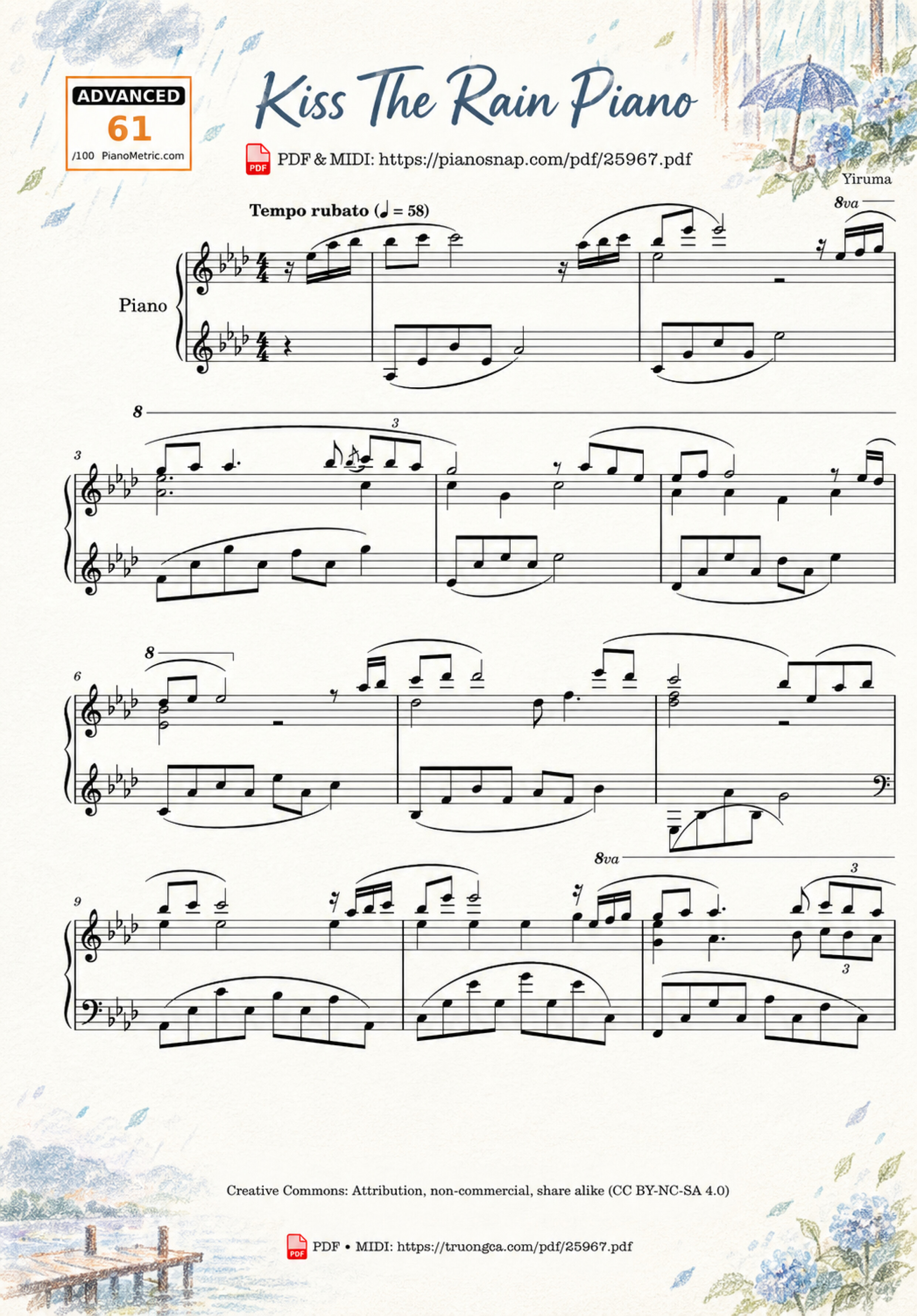 Illustrated Sheet Music Page 5 of the piano sheet music PDF Piano – Kiss The Rain Piano by Yiruma