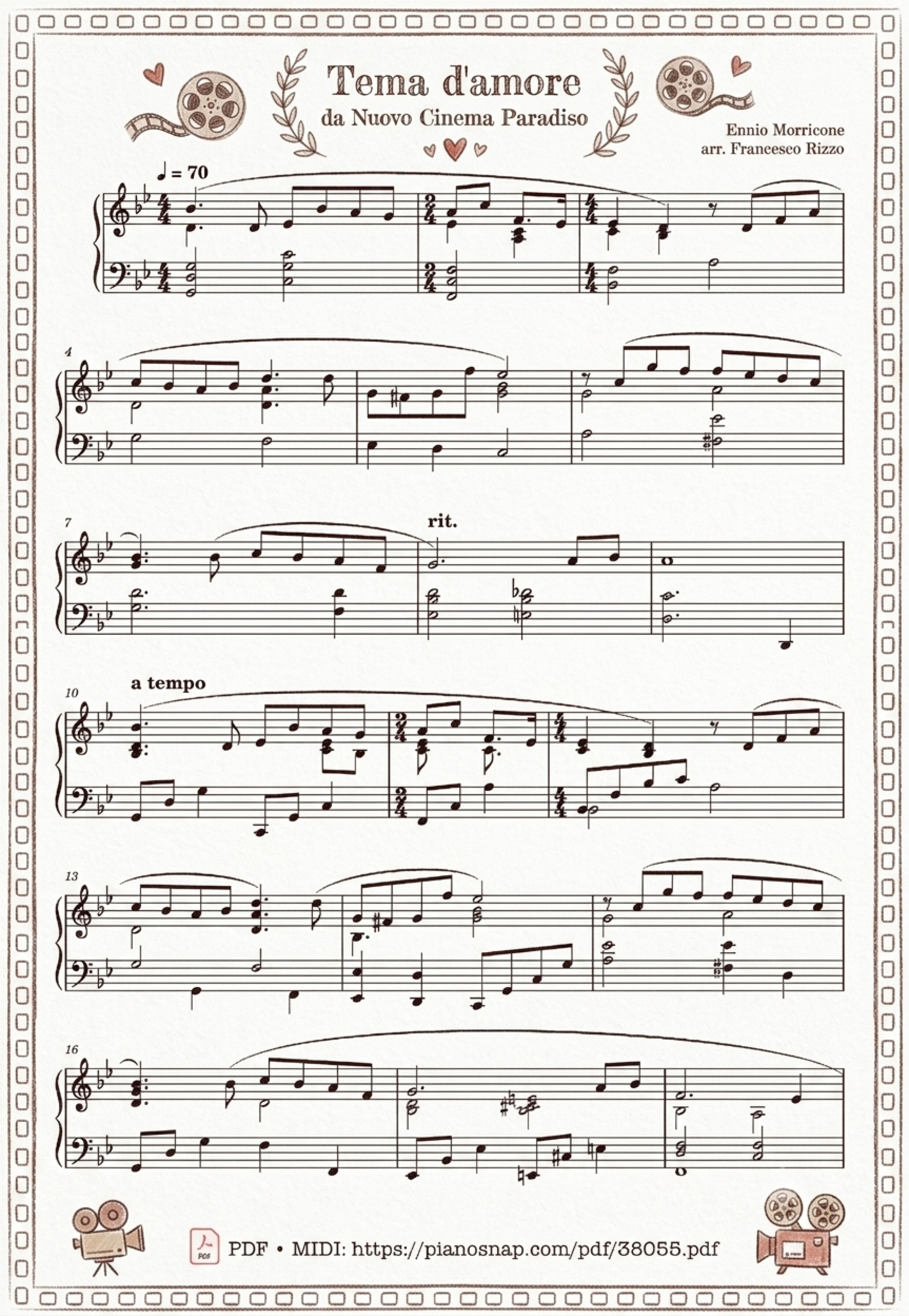 Illustrated Sheet Music Page 3 of the piano sheet music PDF Piano – Tema d