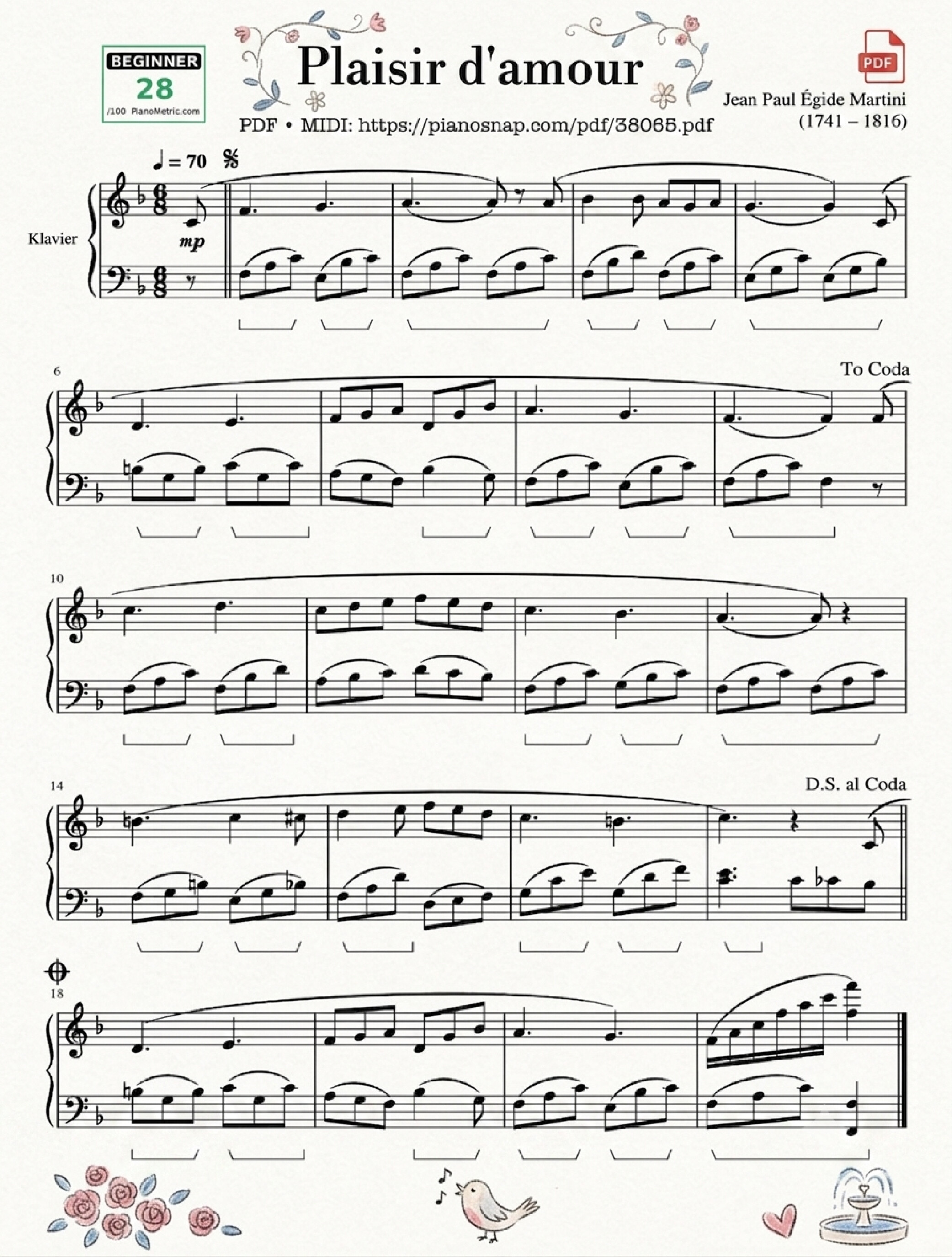 Illustrated Sheet Music Page 1 of the piano sheet music PDF Piano – Plaisir d