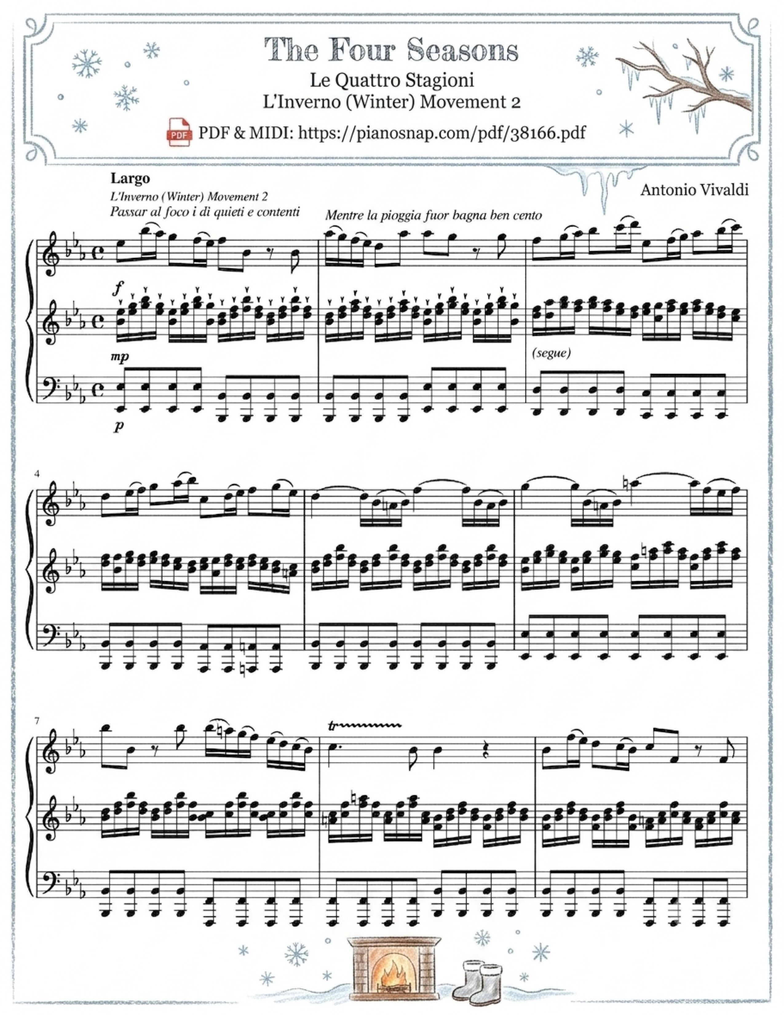 Illustrated Sheet Music Page 2 of the piano sheet music PDF – The Four Seasons - L