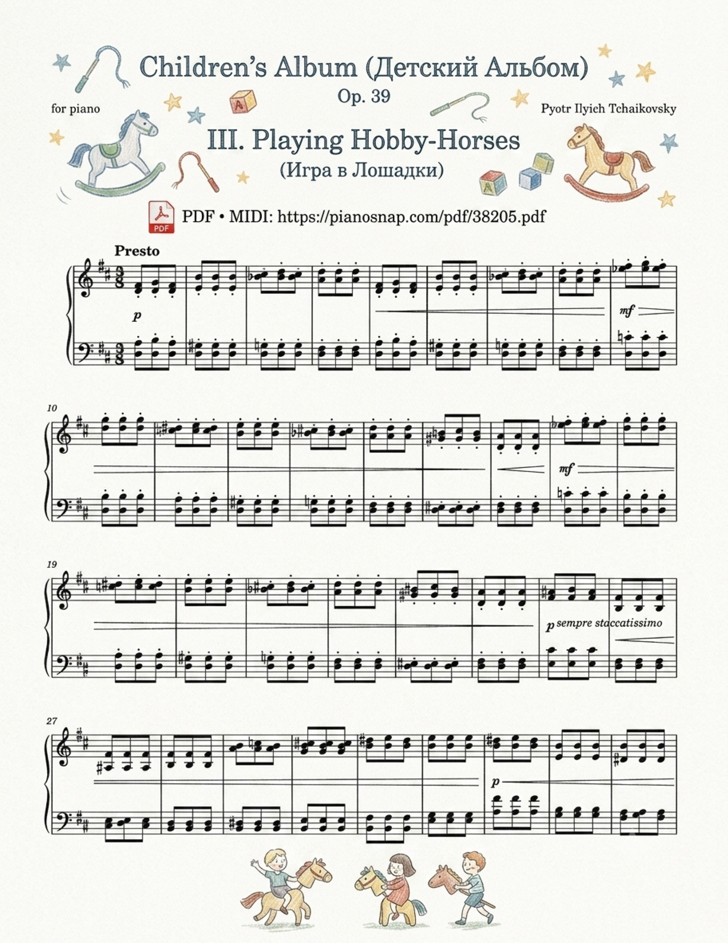 Illustrated Sheet Music Page 2 of the piano sheet music PDF – Playing Hobby-Horses, Children