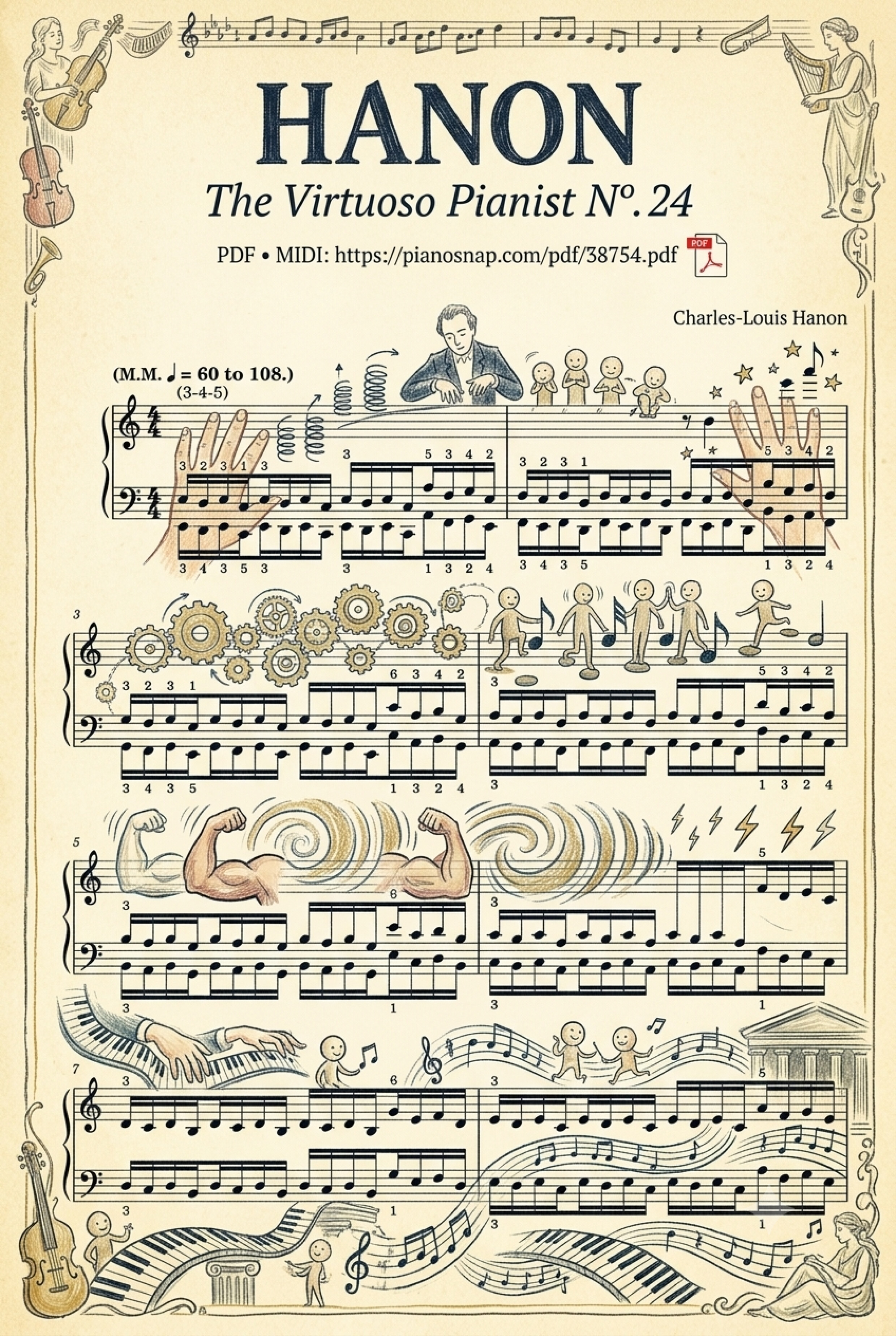 Illustrated Sheet Music Page 3 of the piano sheet music PDF Piano – Hanon - The Virtuoso Pianist No. 24 by Charles-Louis Hanon