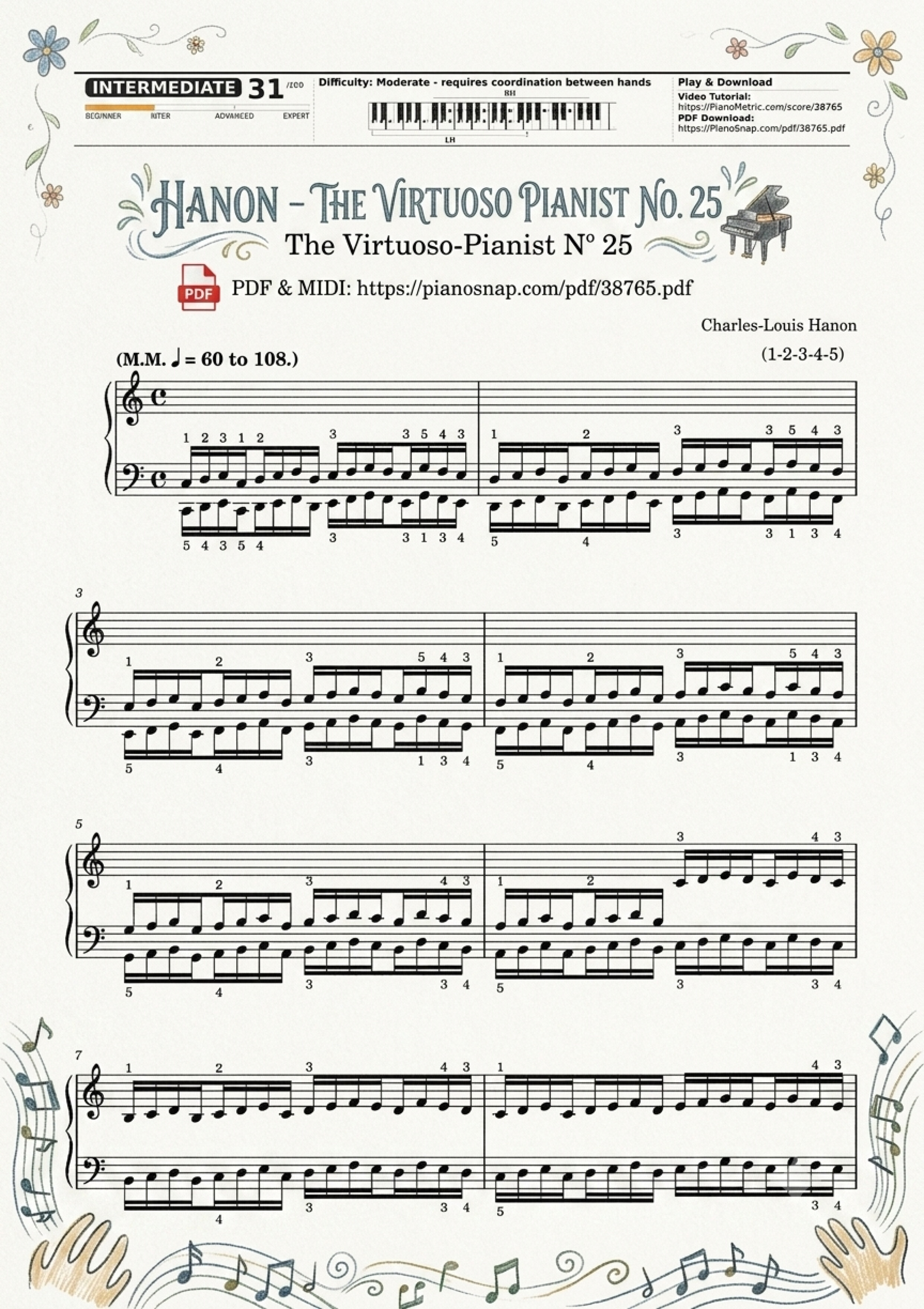 Illustrated Sheet Music Page 3 of the piano sheet music PDF Piano – Hanon - The Virtuoso Pianist No. 25 by Charles-Louis Hanon