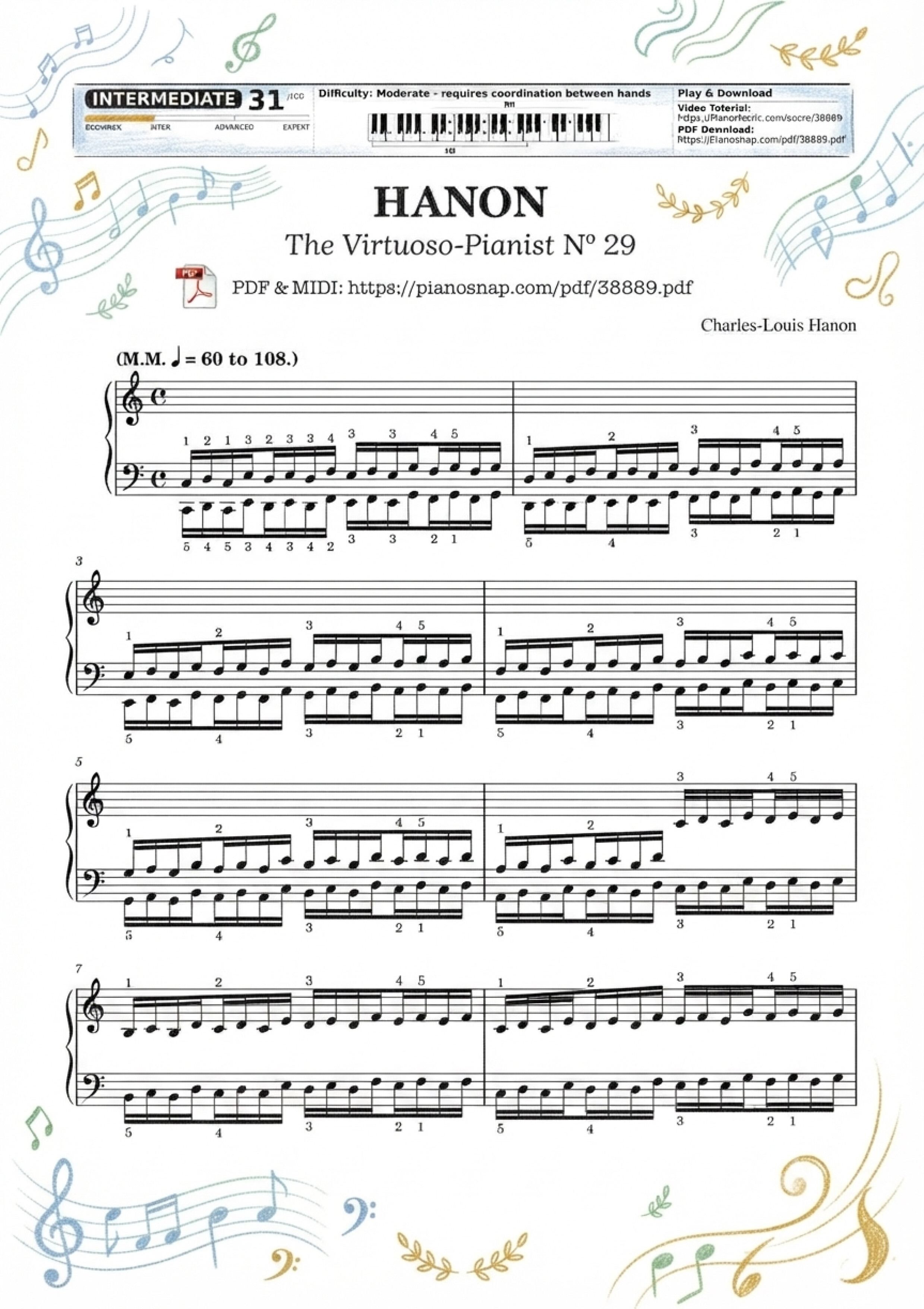 Illustrated Sheet Music Page 3 of the piano sheet music PDF Piano – Hanon - The Virtuoso Pianist No. 29 by Charles-Louis Hanon