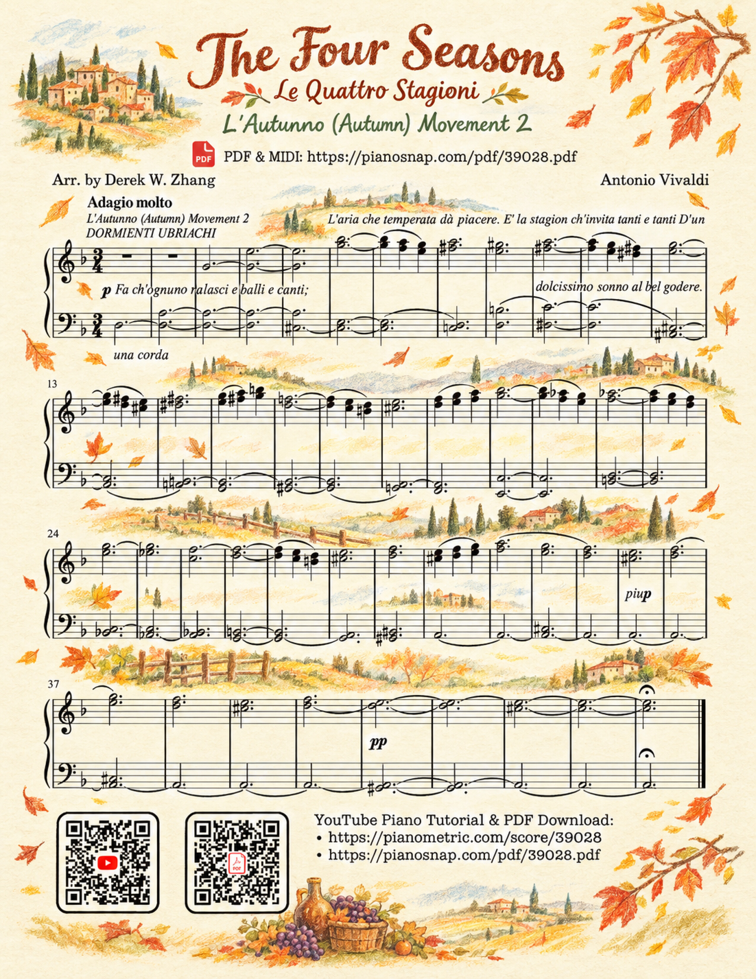 Illustrated Sheet Music Page 1 of the piano sheet music PDF – The Four Seasons - L