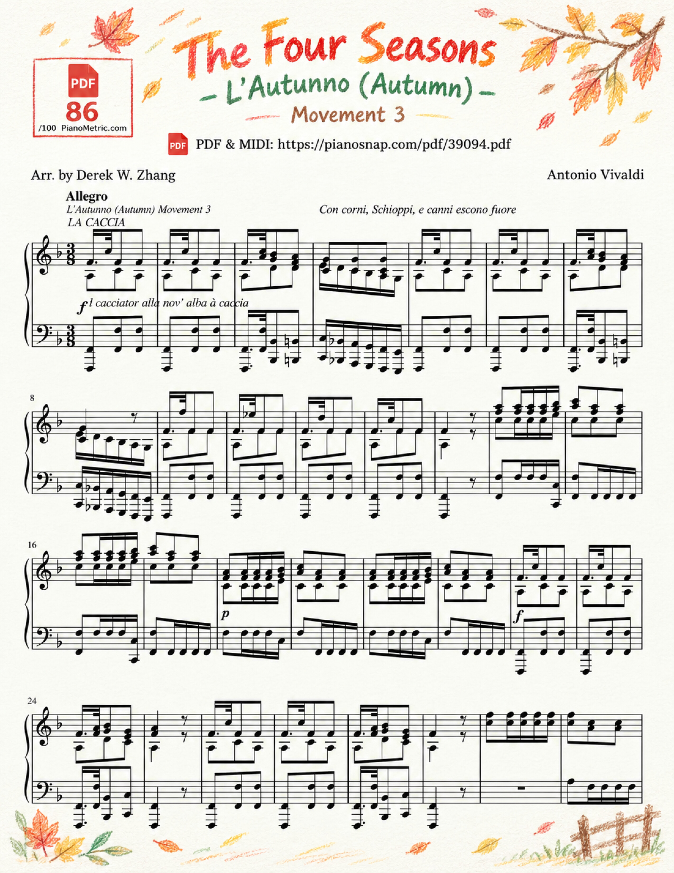 Illustrated Sheet Music Page 6 of the piano sheet music PDF – The Four Seasons - L
