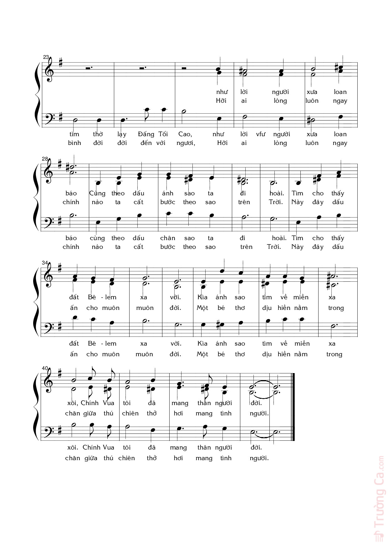 Page 2 of the piano sheet music PDF – Theo ánh Sao by Nguyễn Bách