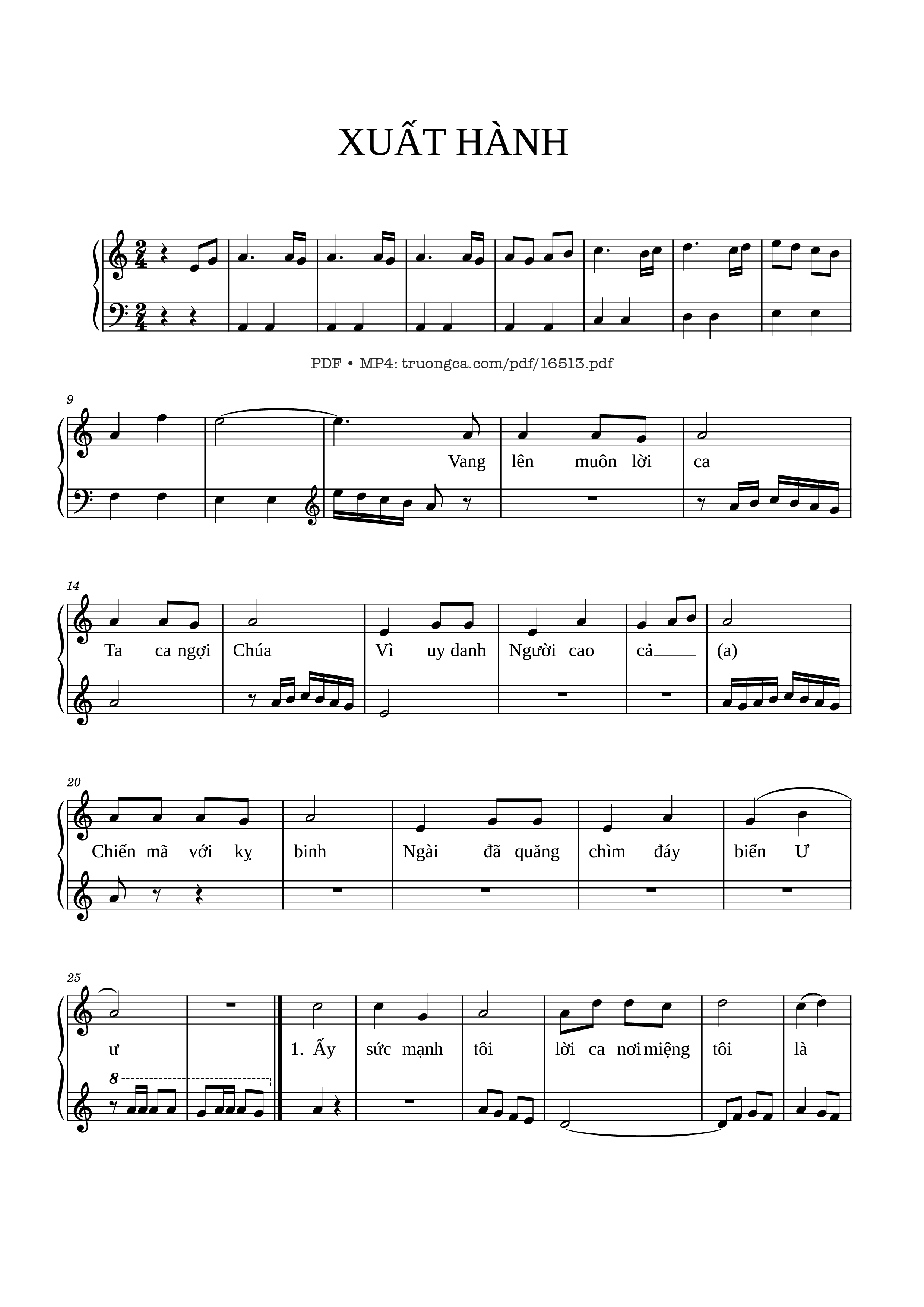 Page 1 of the piano sheet music PDF – Xuất Hành by Hoàng Kim