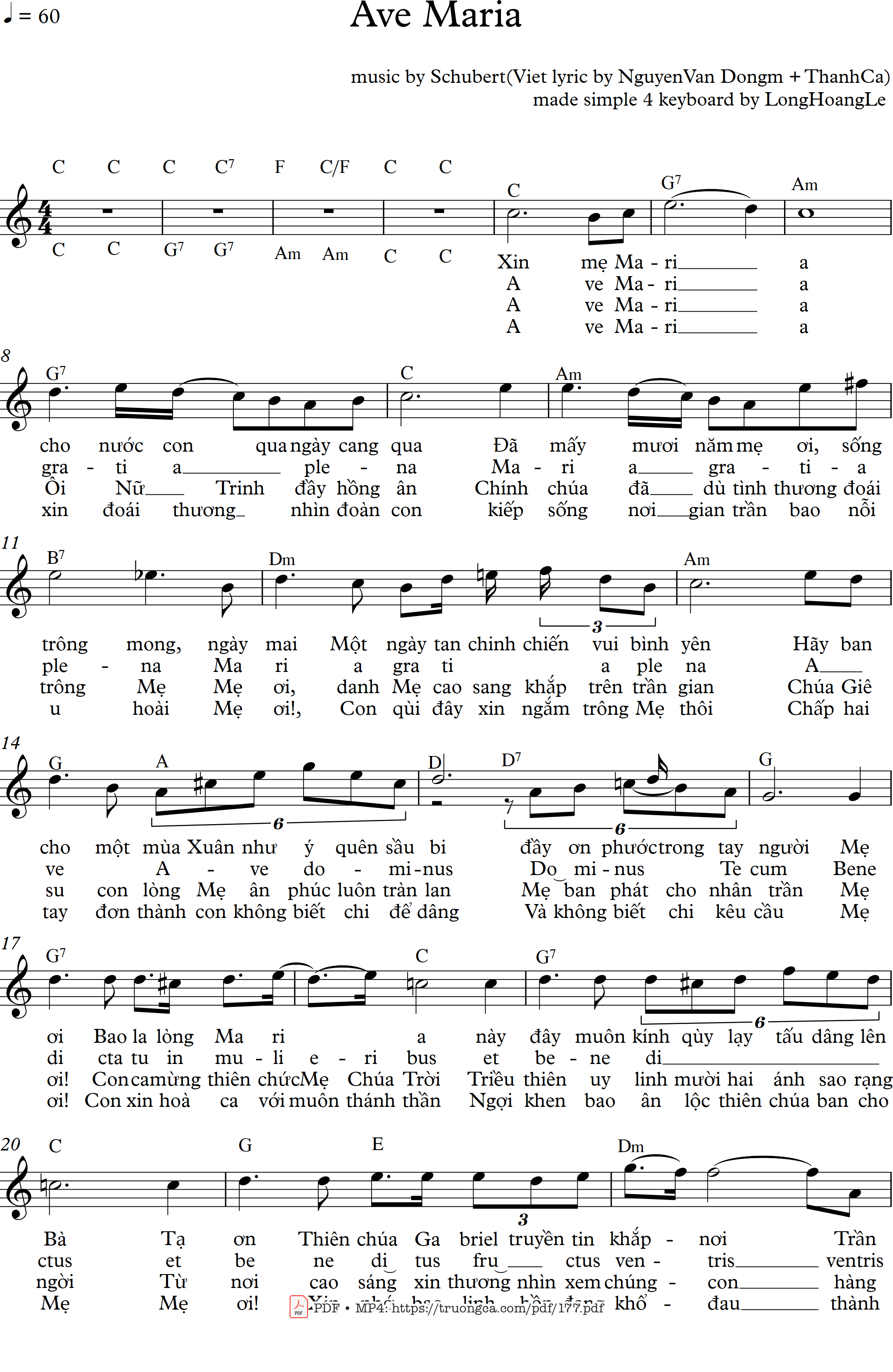 Page 2 of the piano sheet music PDF – Ave Maria by Franz Schubert