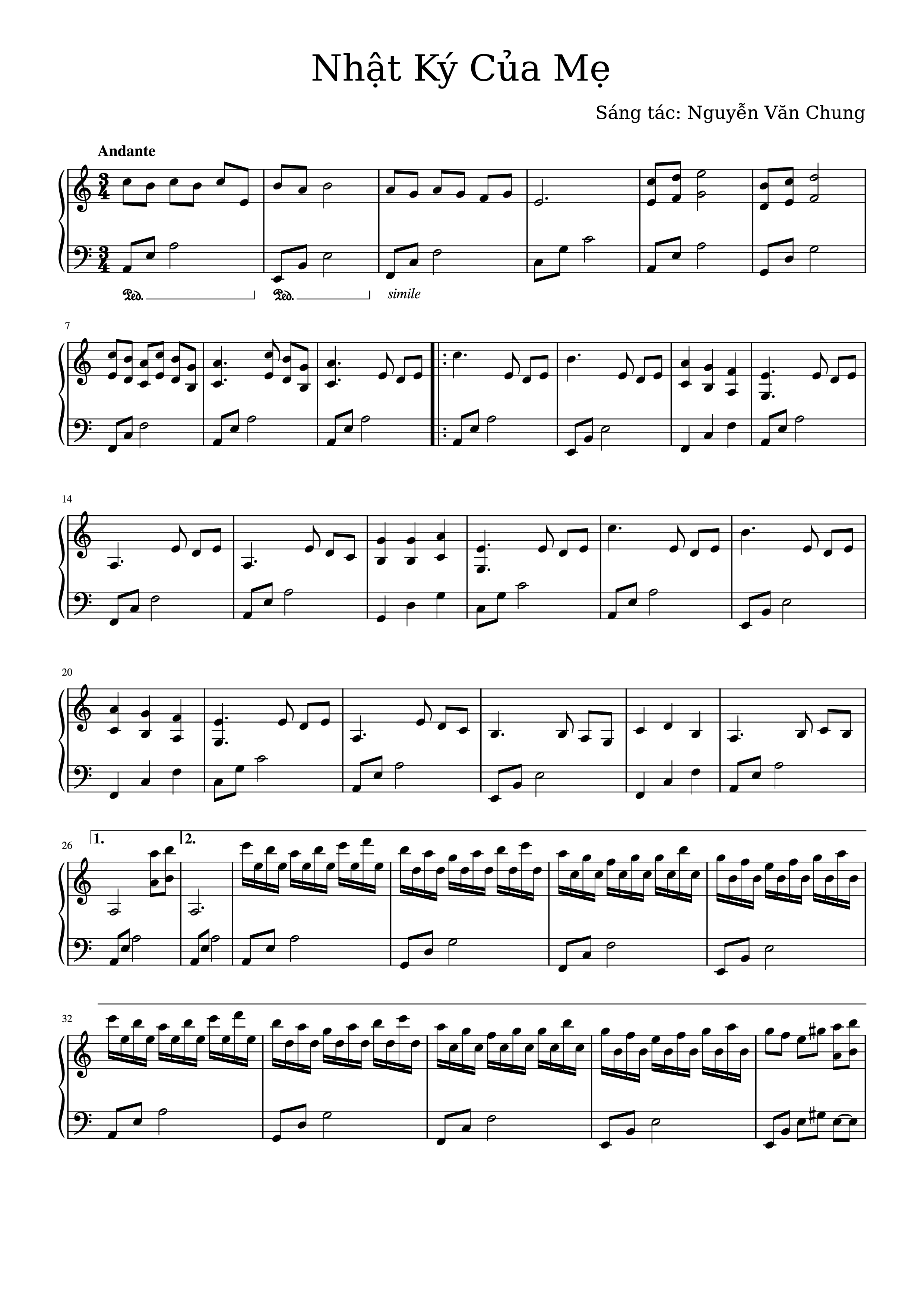 Page 1 of the piano sheet music PDF – Nhật Ký Của Mẹ sheet Piano solo by Nguyễn Văn Chung