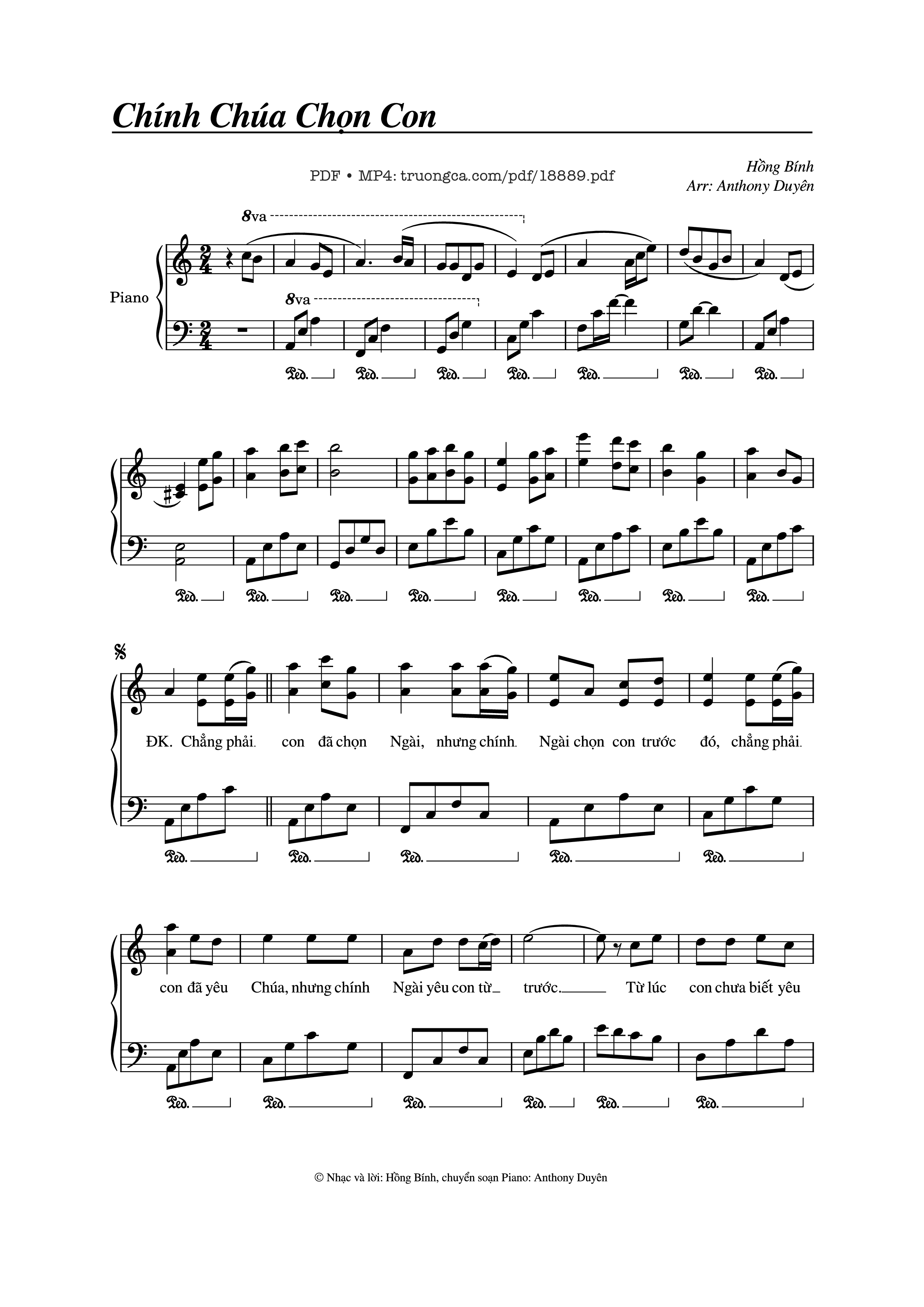 Page 1 of the piano sheet music PDF – Chính Chúa Chọn Con Piano by Hồng Bính - Anthony Duyên