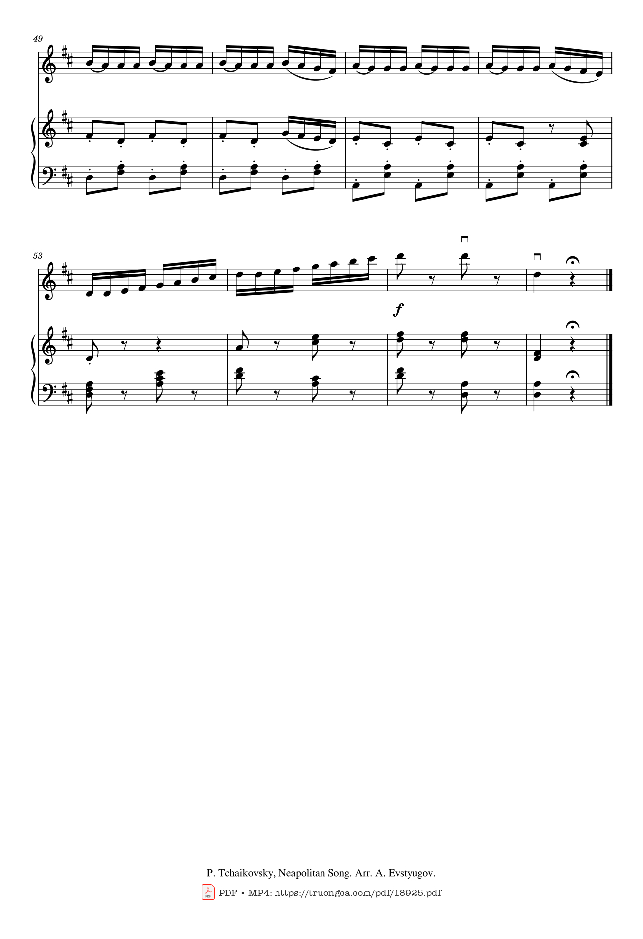 Page 4 of the piano sheet music PDF – Neapoletan Song Violin Piano by Pyotr Ilyich Tchaikovsky