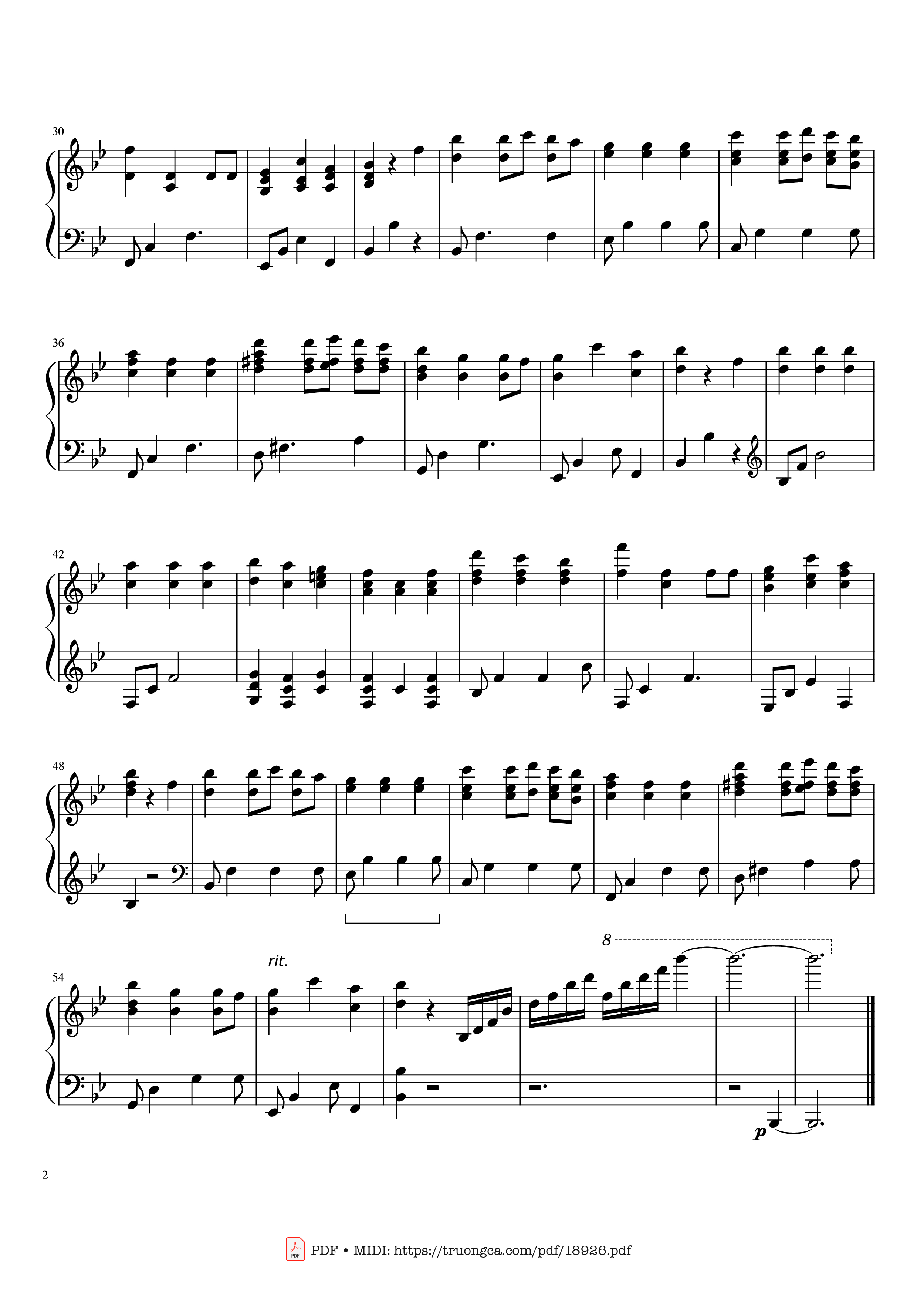 Page 2 of the piano sheet music PDF – We Wish You a Merry Christmas Piano by Dân ca Anh