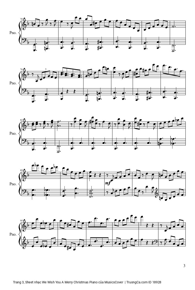 Page 3 of the piano sheet music PDF – We Wish You A Merry Christmas Piano sheet by MusicsCover