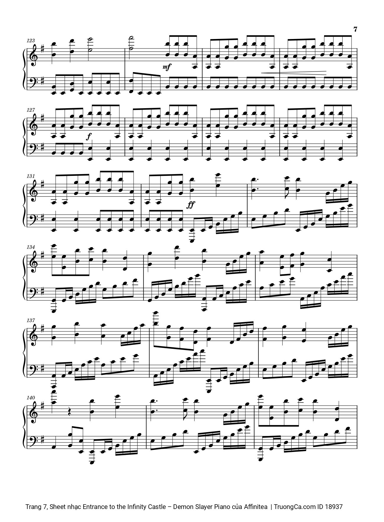 Page 7 of the piano sheet music PDF – Entrance to the Infinity Castle - Demon Slayer Piano by Affinitea
