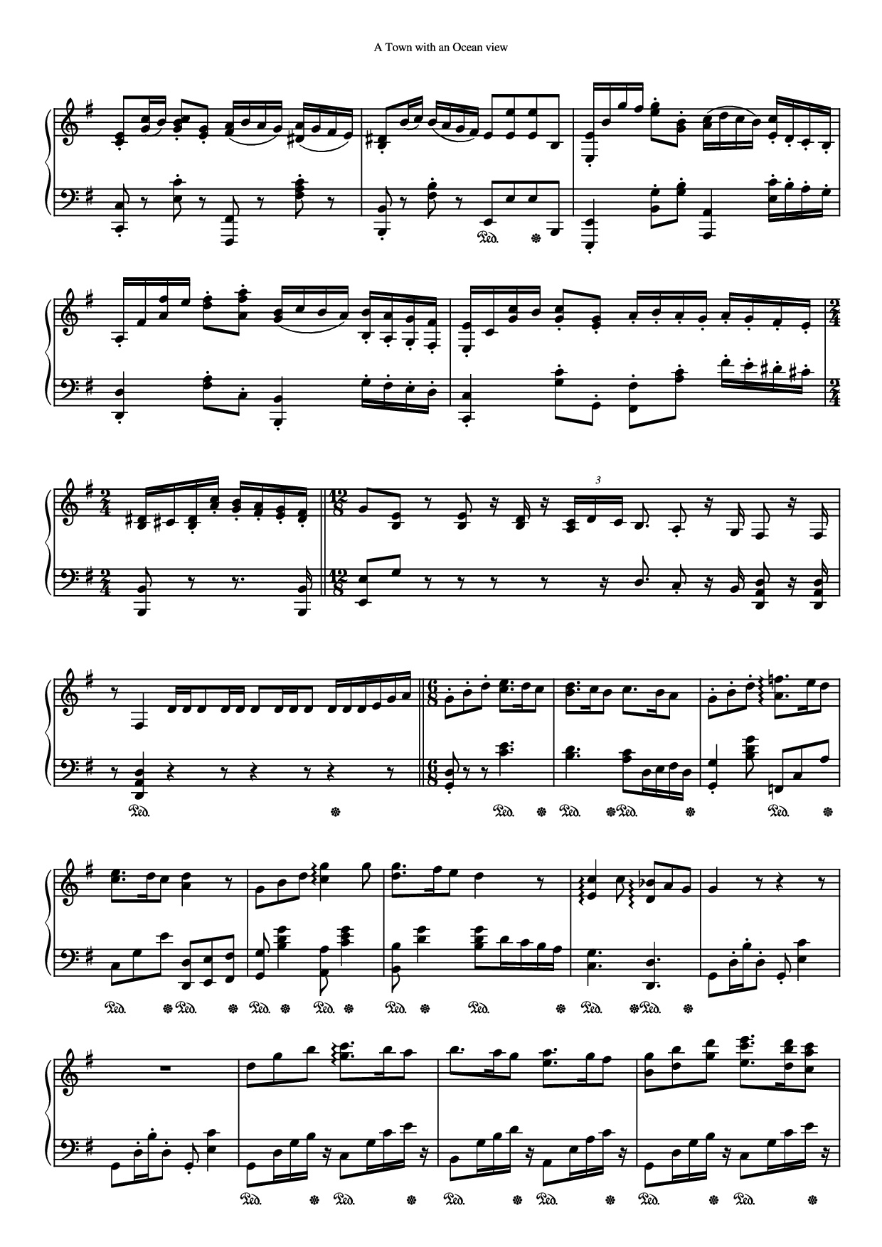 Page 3 of the piano sheet music PDF Piano – A town with an ocean view Sheet Piano by Joe Hisaishi