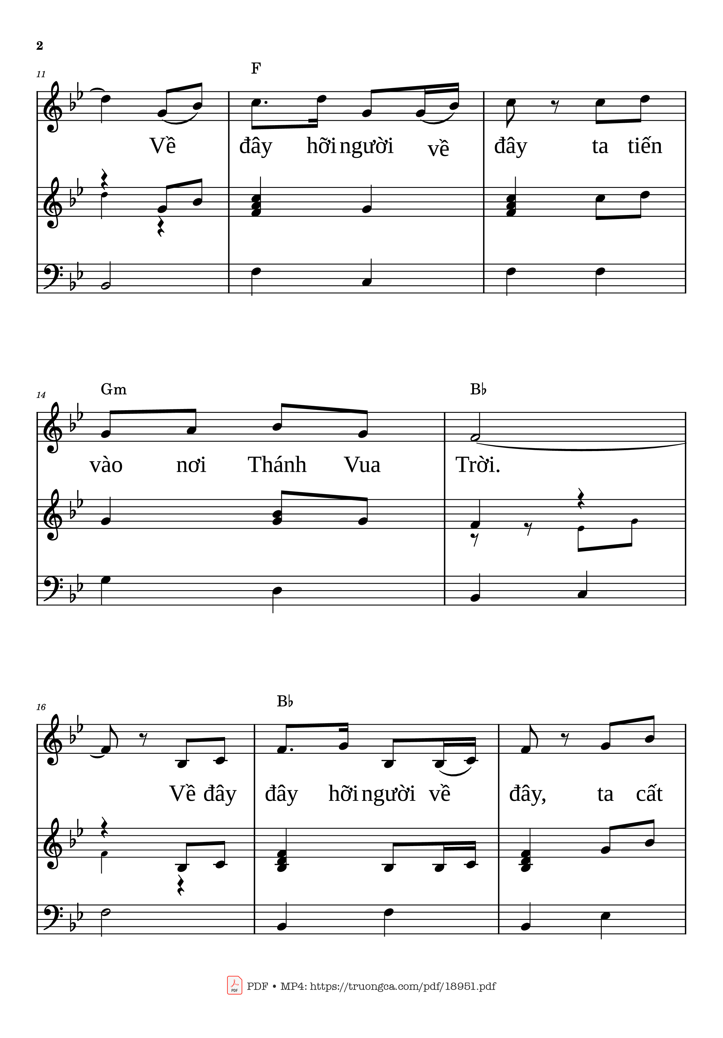 Page 2 of the piano sheet music PDF – Về đây Hỡi Người Piano đệm hát by Lan Thanh