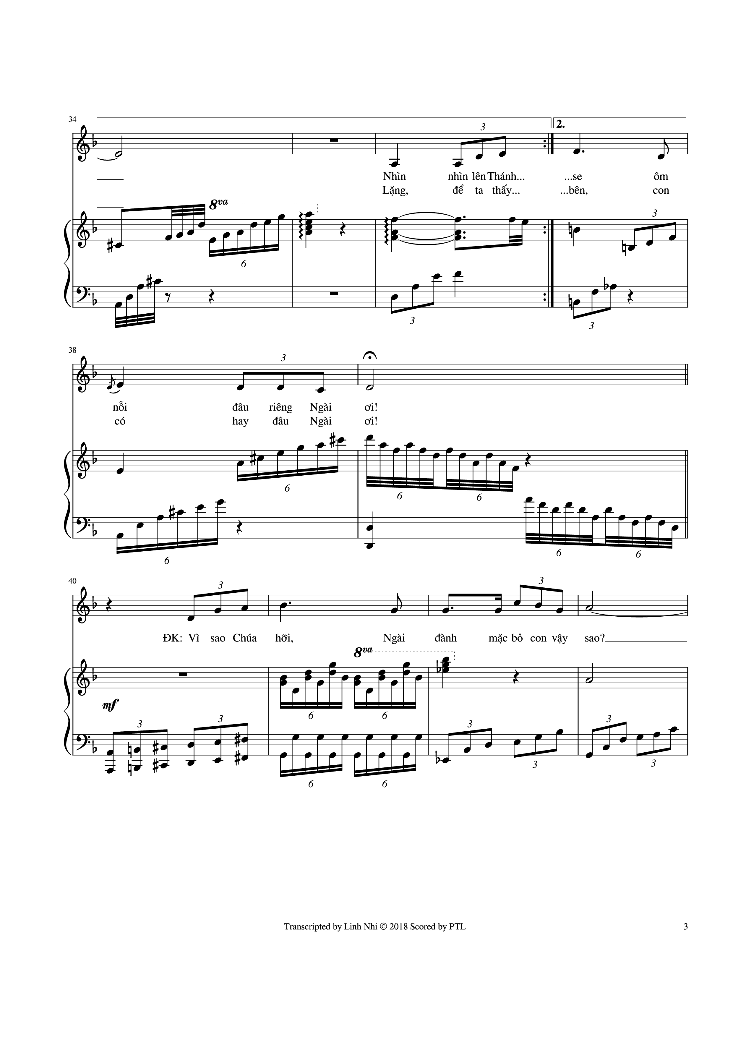 Page 3 of the piano sheet music PDF – LẶNG Piano by Trần Tuấn