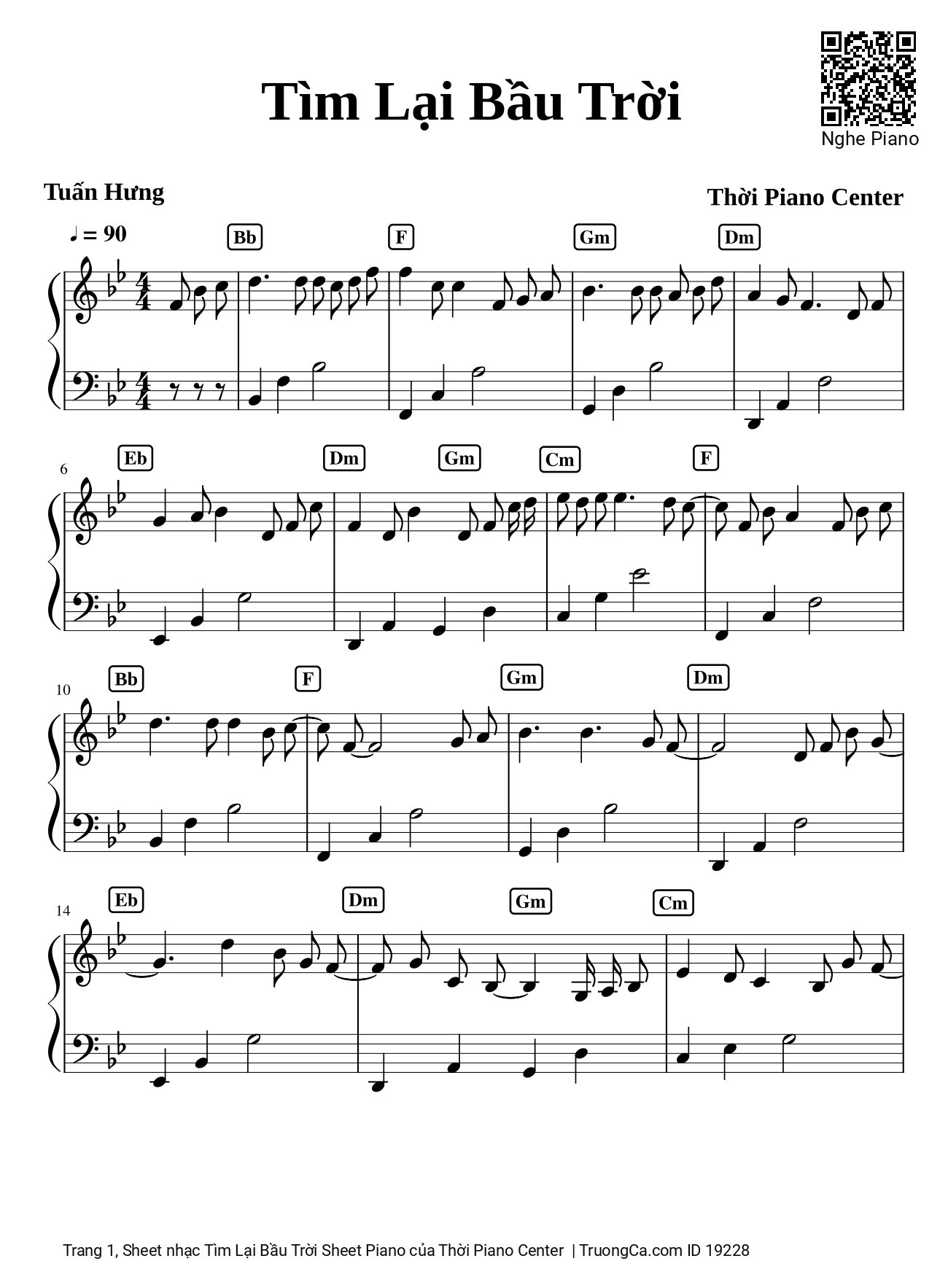 Page 1 of the piano sheet music PDF – Tìm Lại Bầu Trời Sheet Piano by Khắc Việt