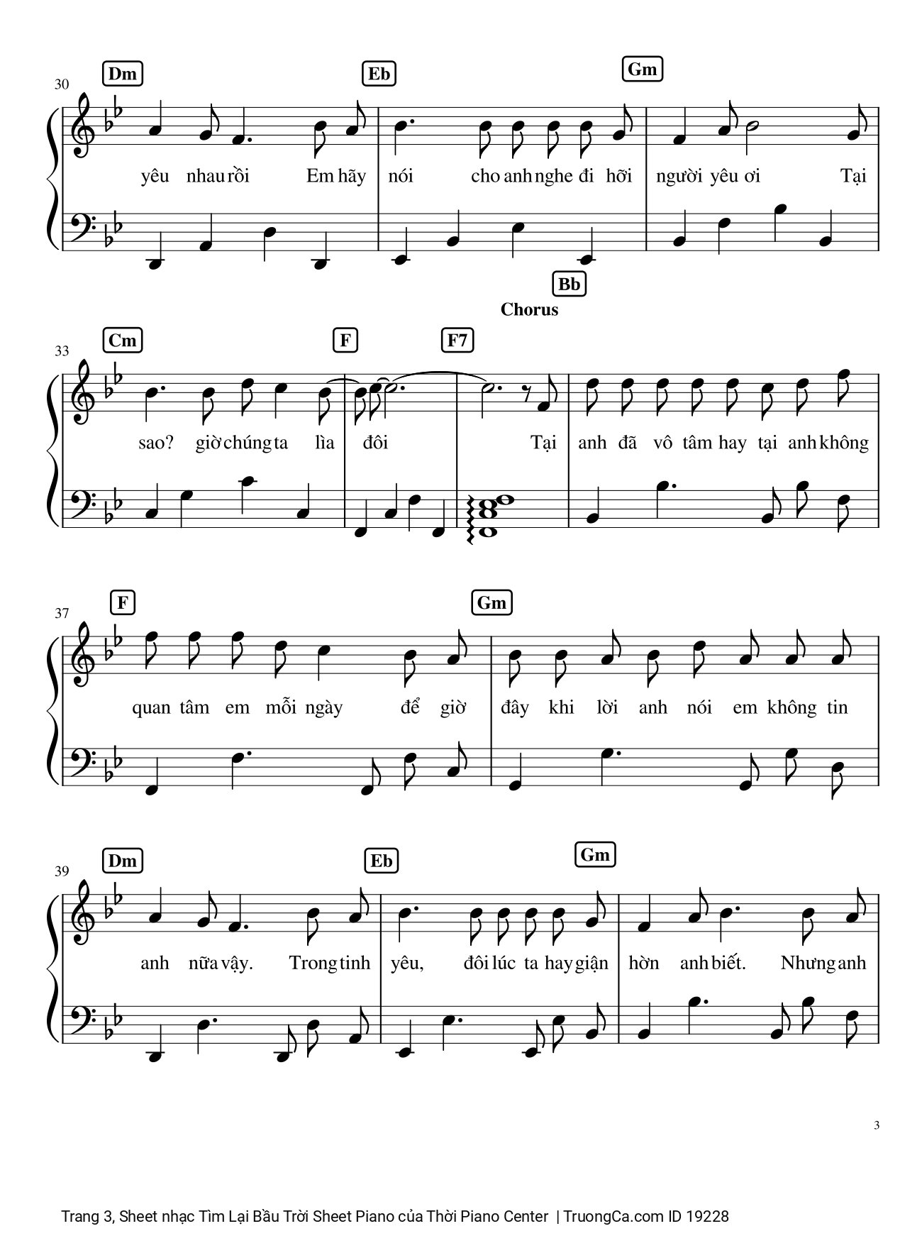 Page 3 of the piano sheet music PDF – Tìm Lại Bầu Trời Sheet Piano by Khắc Việt