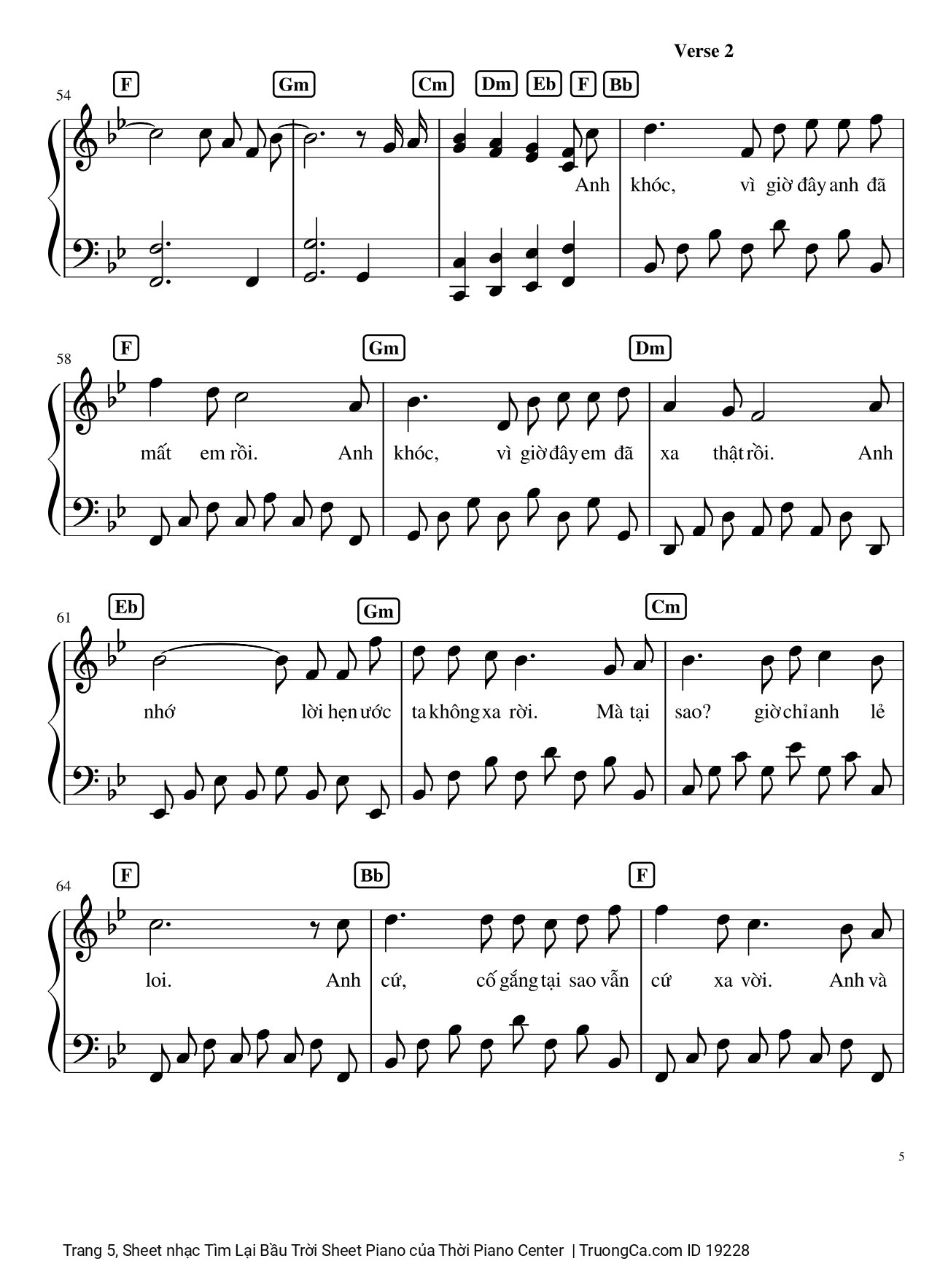 Page 5 of the piano sheet music PDF – Tìm Lại Bầu Trời Sheet Piano by Khắc Việt