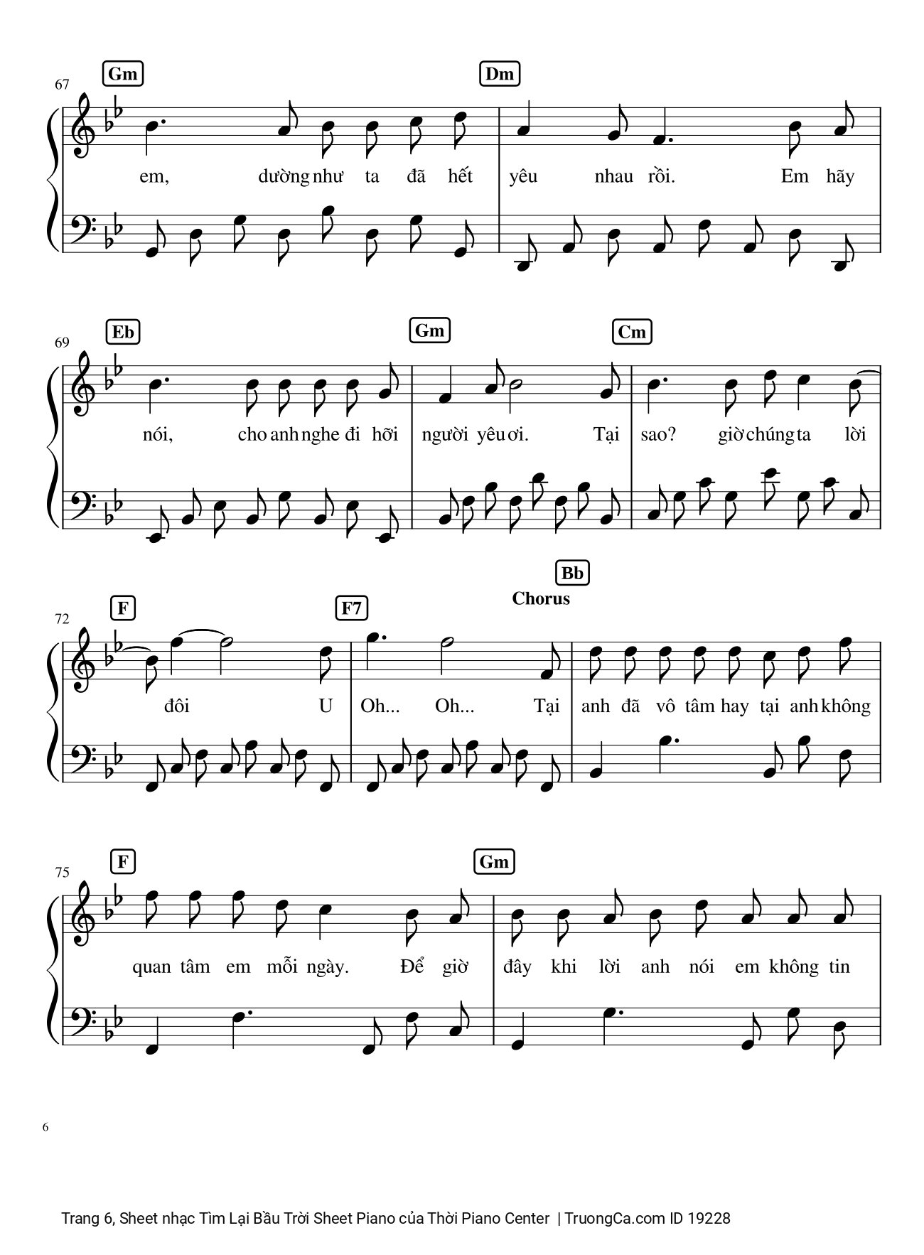 Page 6 of the piano sheet music PDF – Tìm Lại Bầu Trời Sheet Piano by Khắc Việt