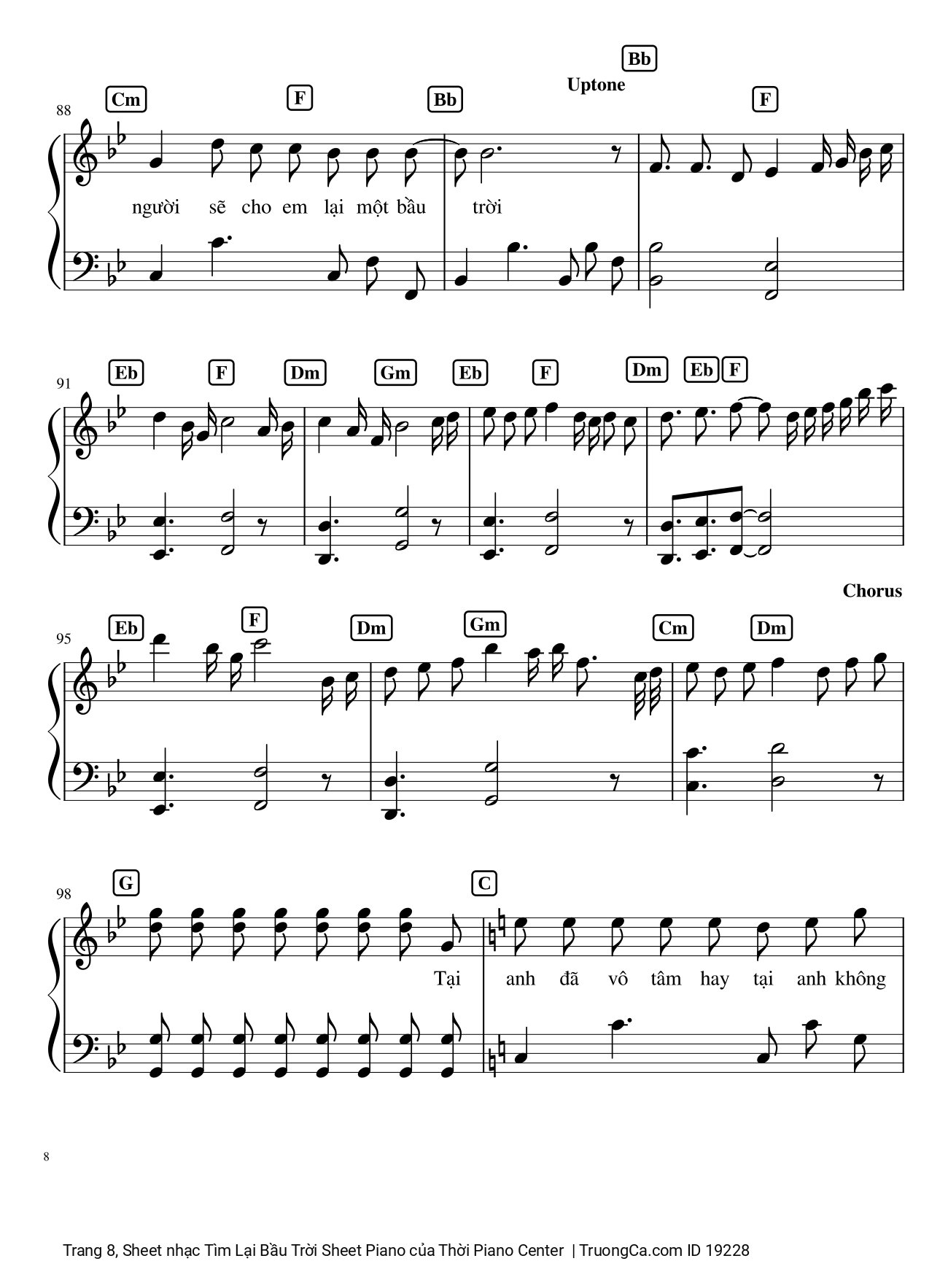 Page 8 of the piano sheet music PDF – Tìm Lại Bầu Trời Sheet Piano by Khắc Việt
