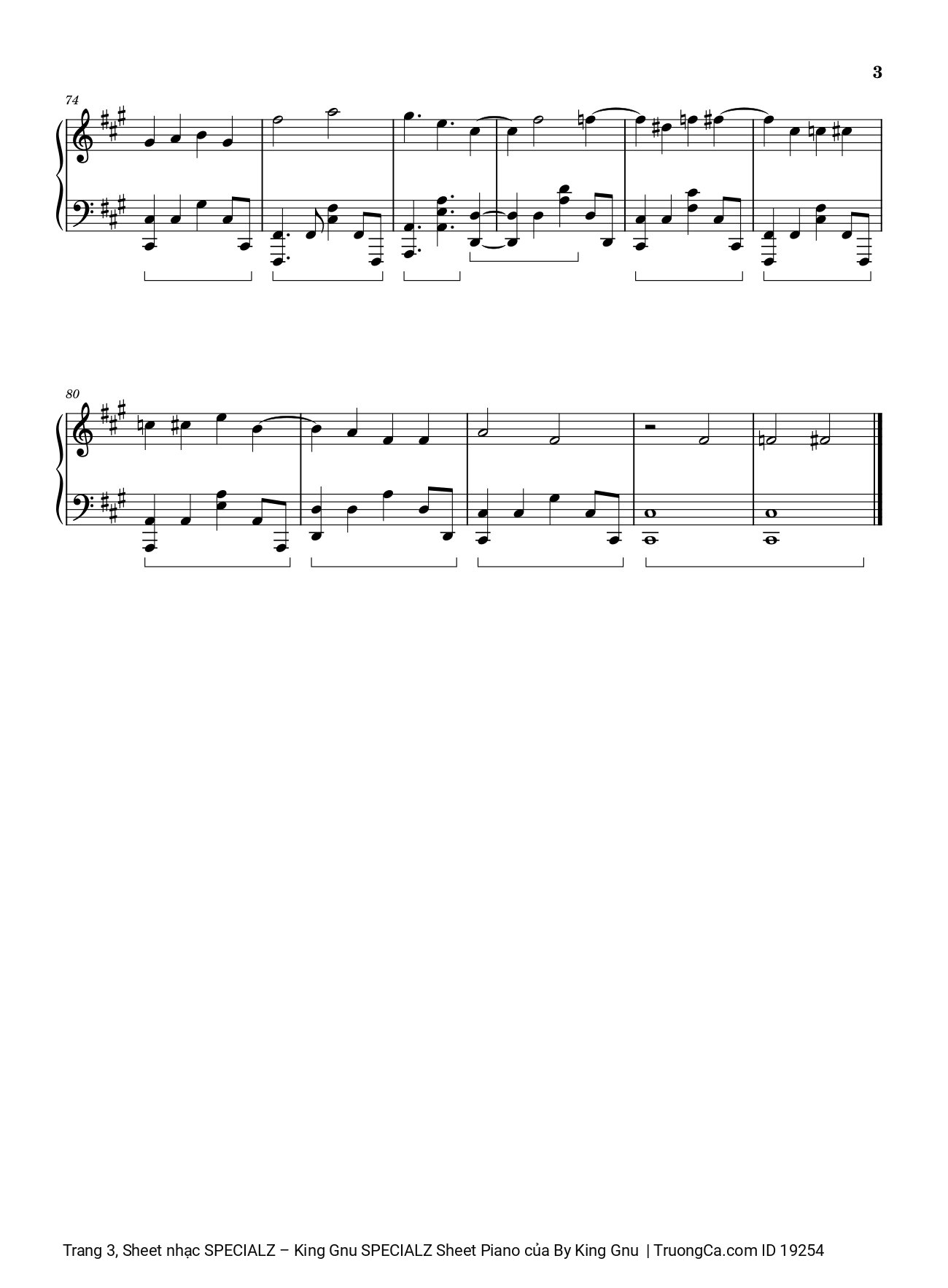 Page 3 of the piano sheet music PDF – Specialz Sheet Piano by King Gnu