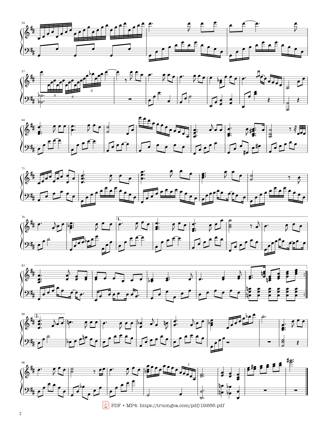 Page 2 of the piano sheet music PDF Piano – Niệm Khúc Cuối Sheet Piano by  Ngô Thụy Miên
