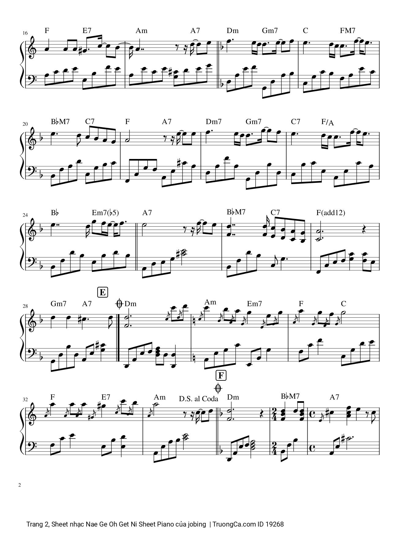Page 2 of the piano sheet music PDF – Nae Ge Oh Get Ni Sheet Piano by Jobing