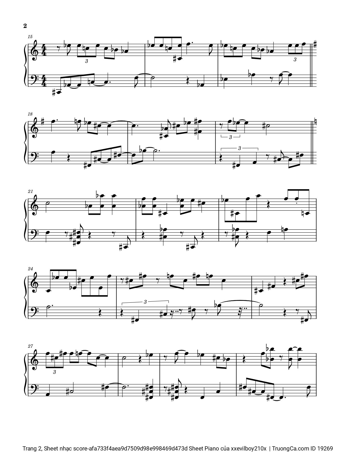 Page 2 of the piano sheet music PDF – Hào Quang Sheet Piano by Xxevilboy210x