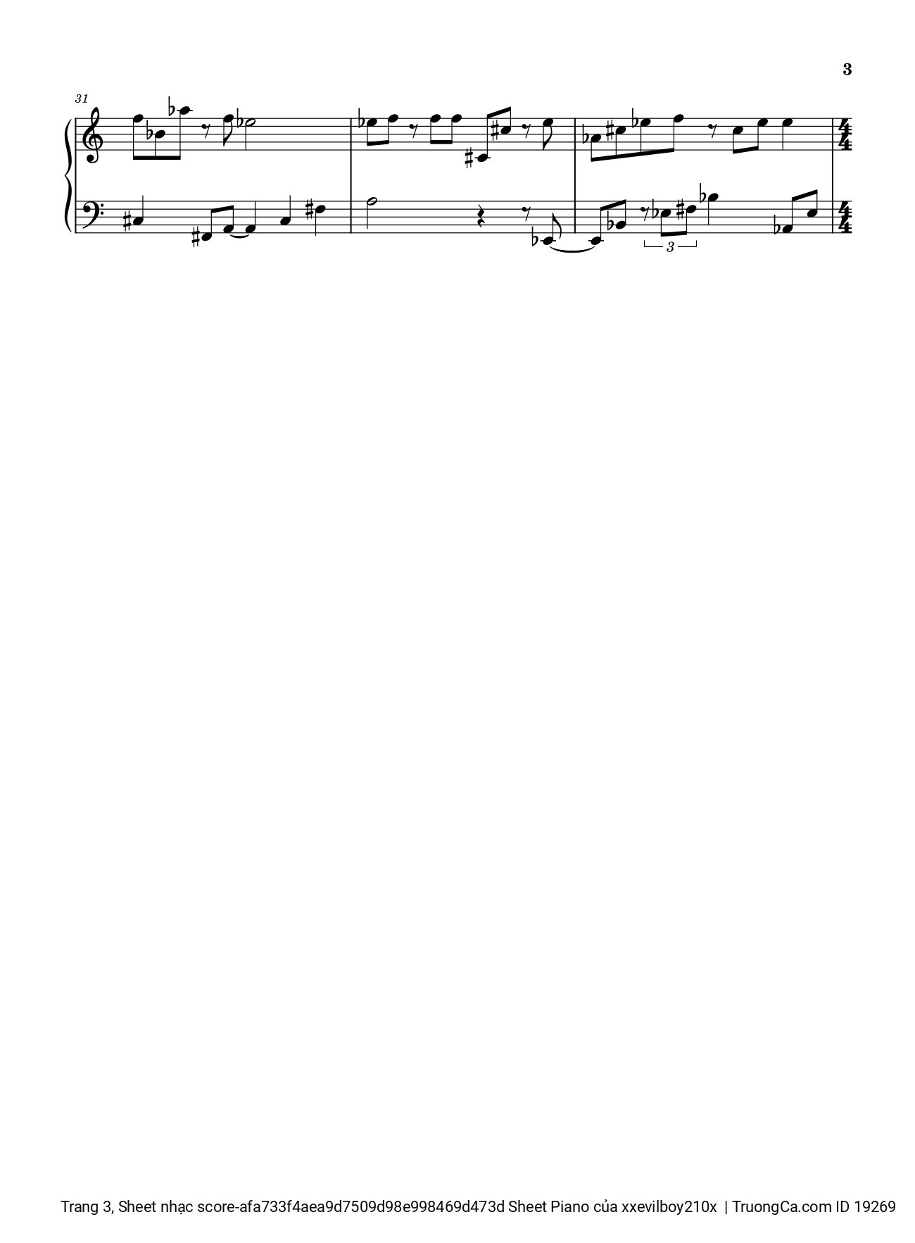 Page 3 of the piano sheet music PDF – Hào Quang Sheet Piano by Xxevilboy210x