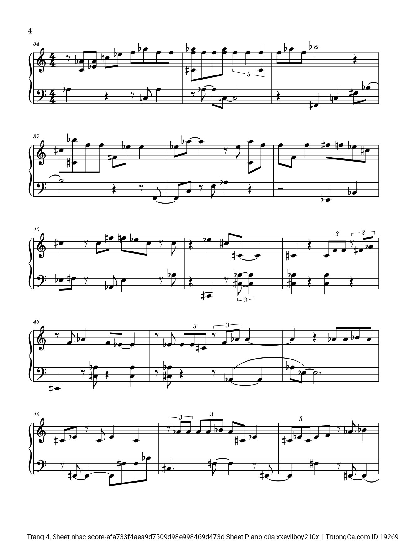 Page 4 of the piano sheet music PDF – Hào Quang Sheet Piano by Xxevilboy210x
