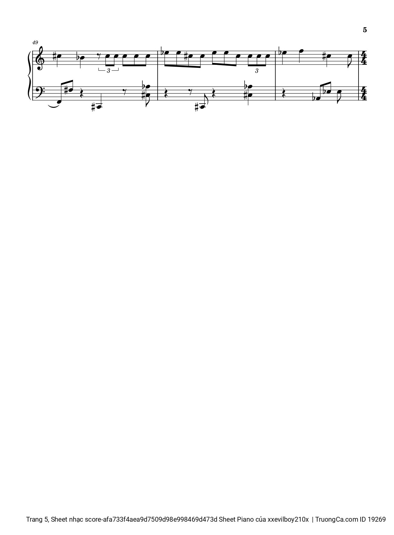 Page 5 of the piano sheet music PDF – Hào Quang Sheet Piano by Xxevilboy210x