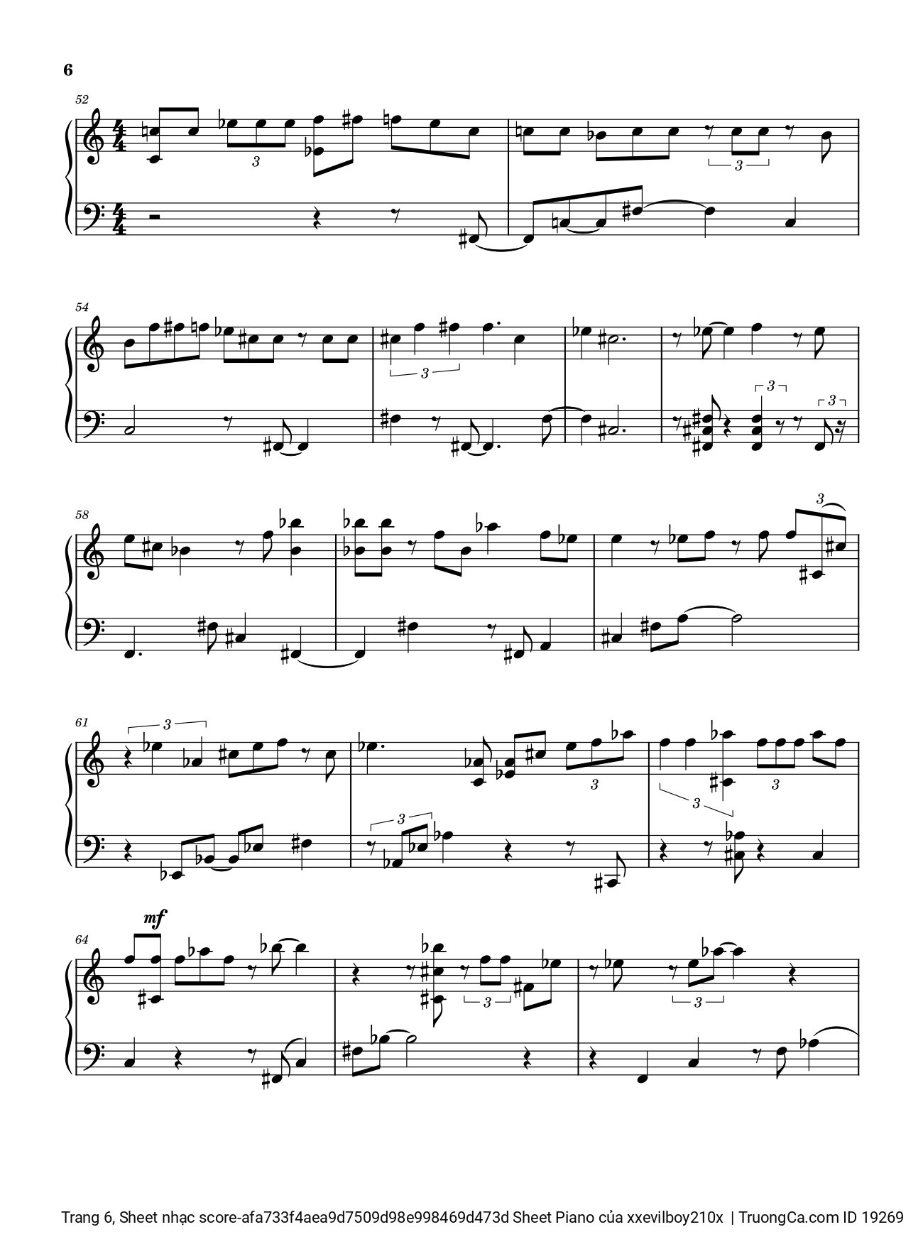 Page 6 of the piano sheet music PDF – Hào Quang Sheet Piano by Xxevilboy210x