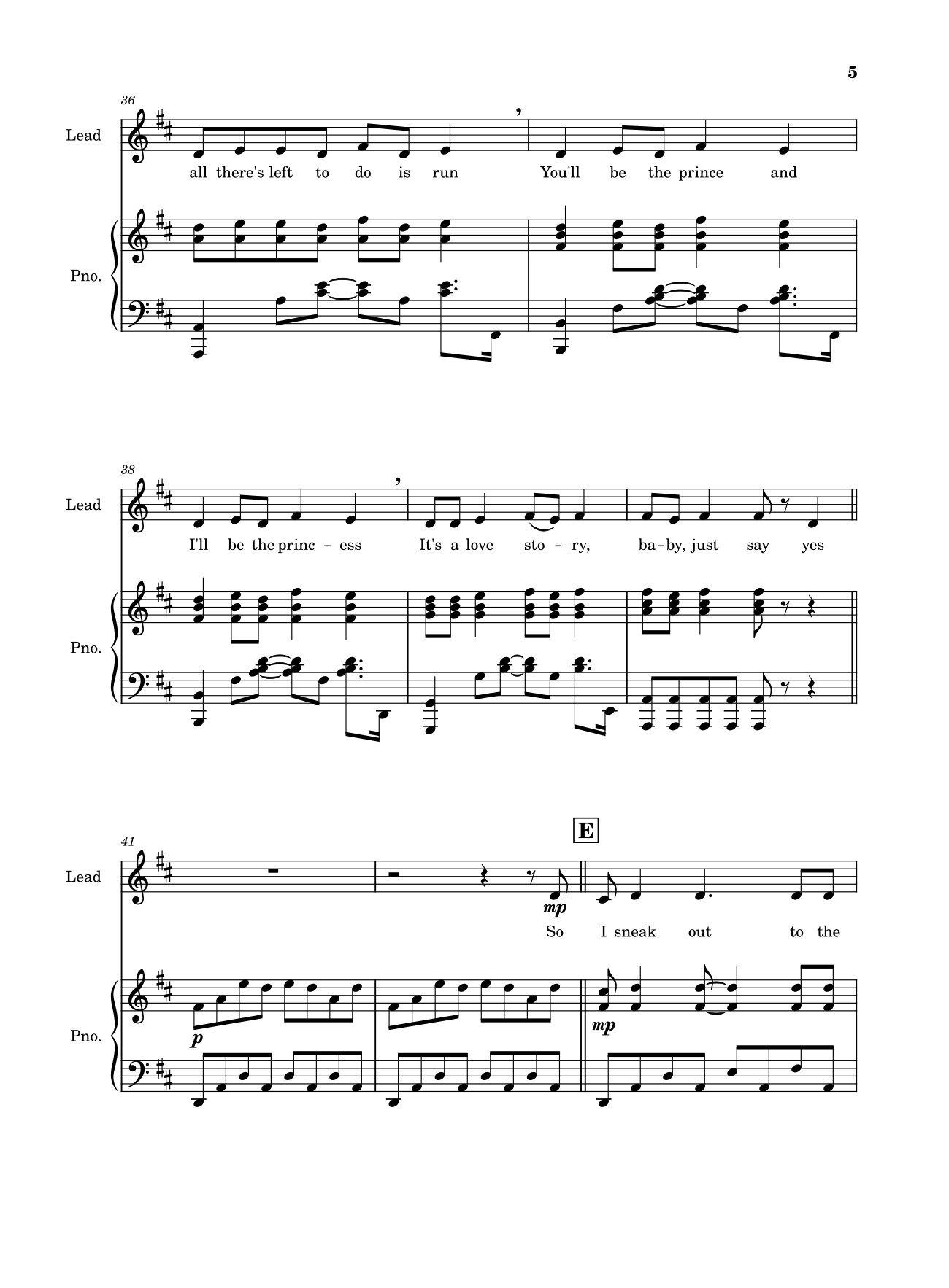 Page 5 of the piano sheet music PDF – Love Story (Taylor
