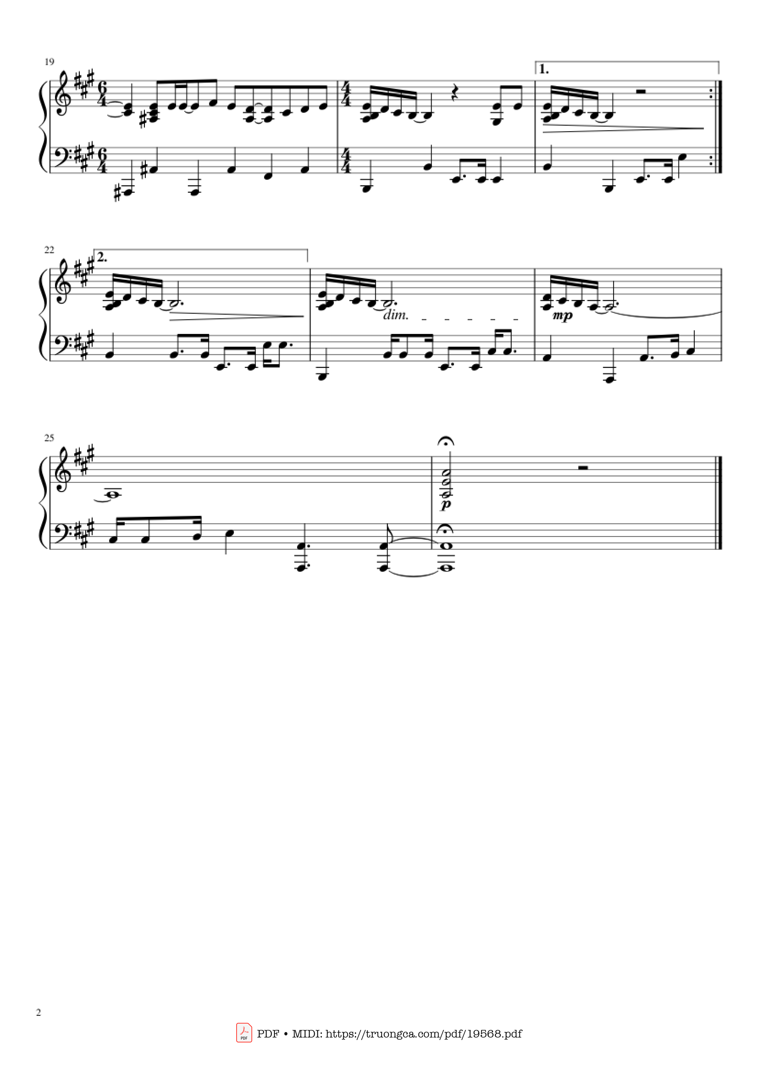 Page 2 of the piano sheet music PDF – Happy New Year Sheet Piano by ABBA