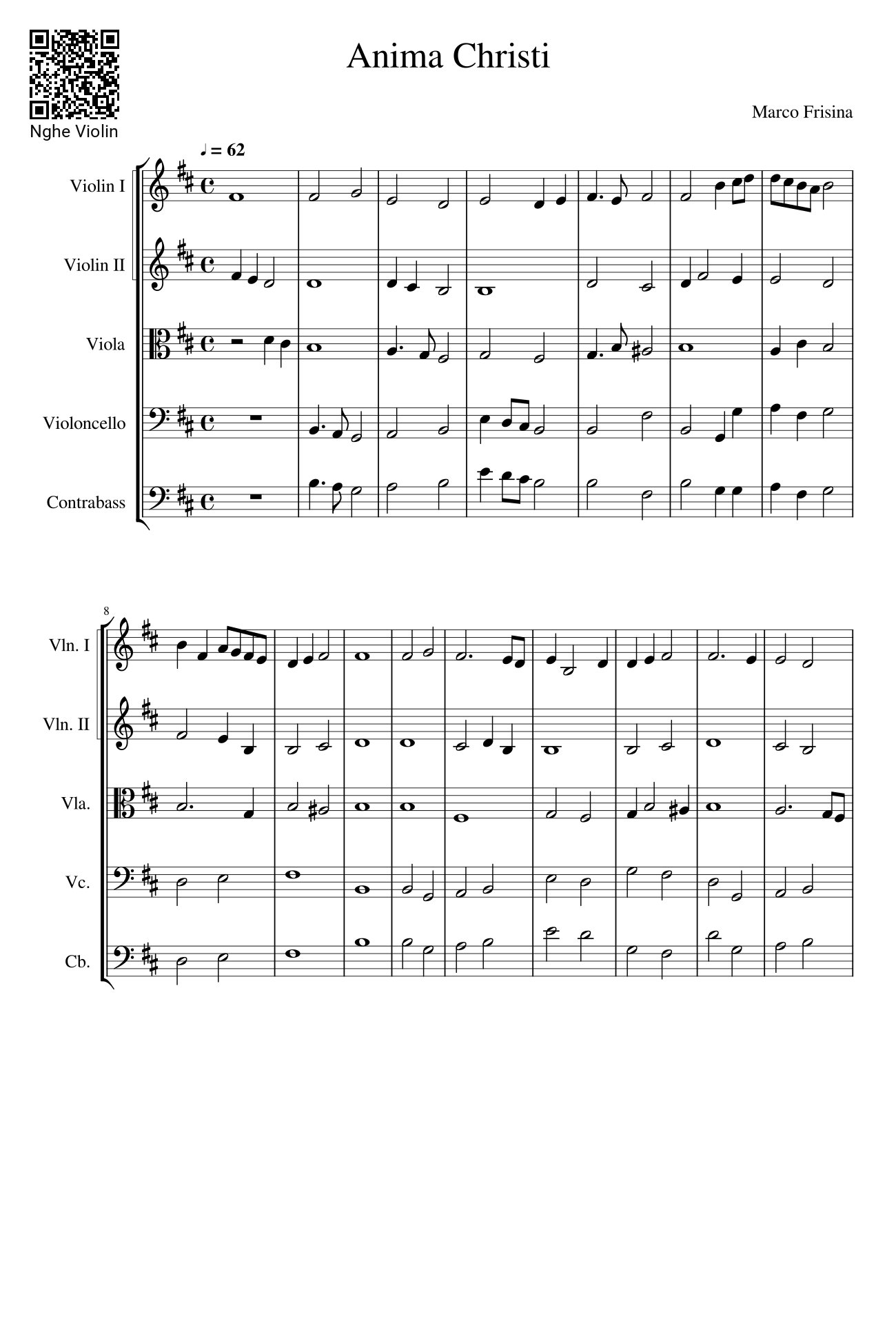 Page 1 of the piano sheet music PDF – Anima Christi Sheet Violin by Agawozniak555