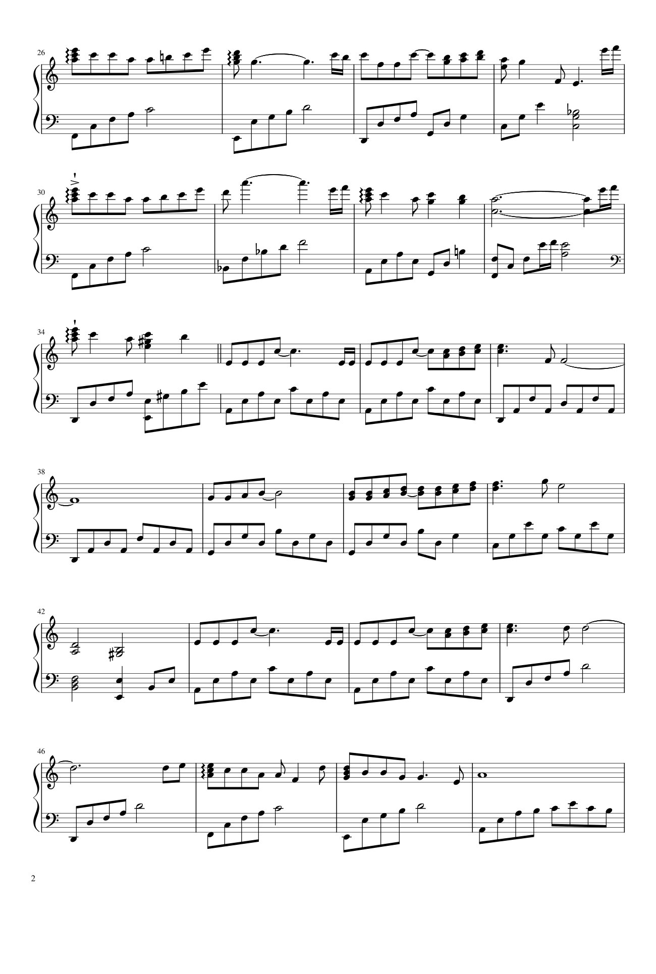 Page 2 of the piano sheet music PDF – Dĩ Vãng Nhạt Nhòa Sheet Piano by Nhạc Hoa