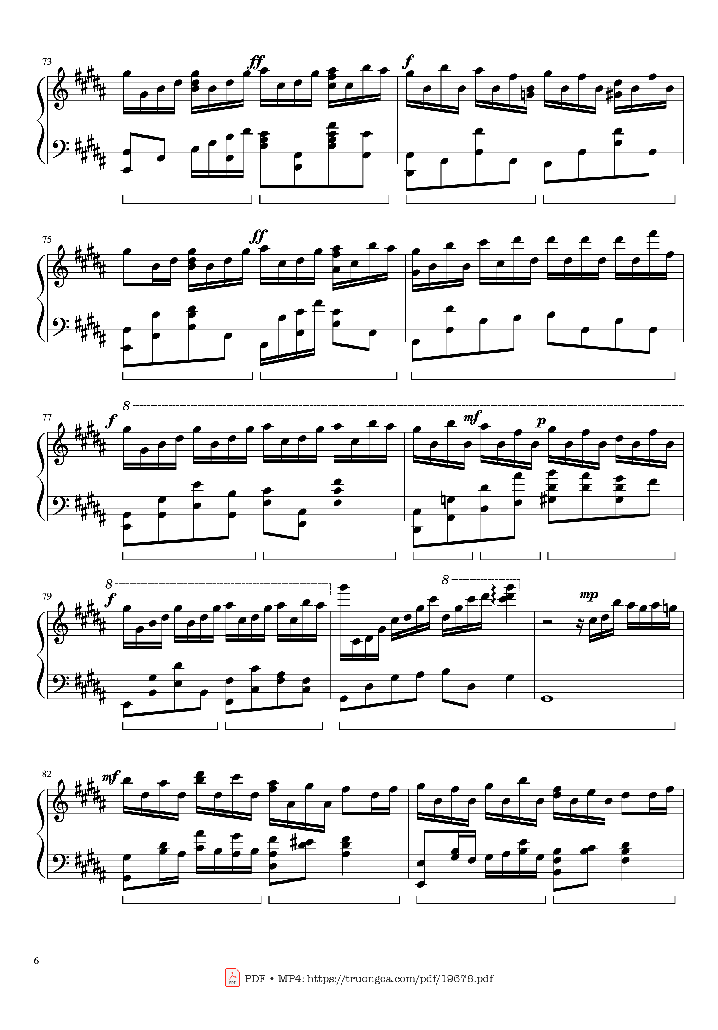 Page 6 of the piano sheet music PDF – Flower Dance Sheet Piano by DJ Okawari