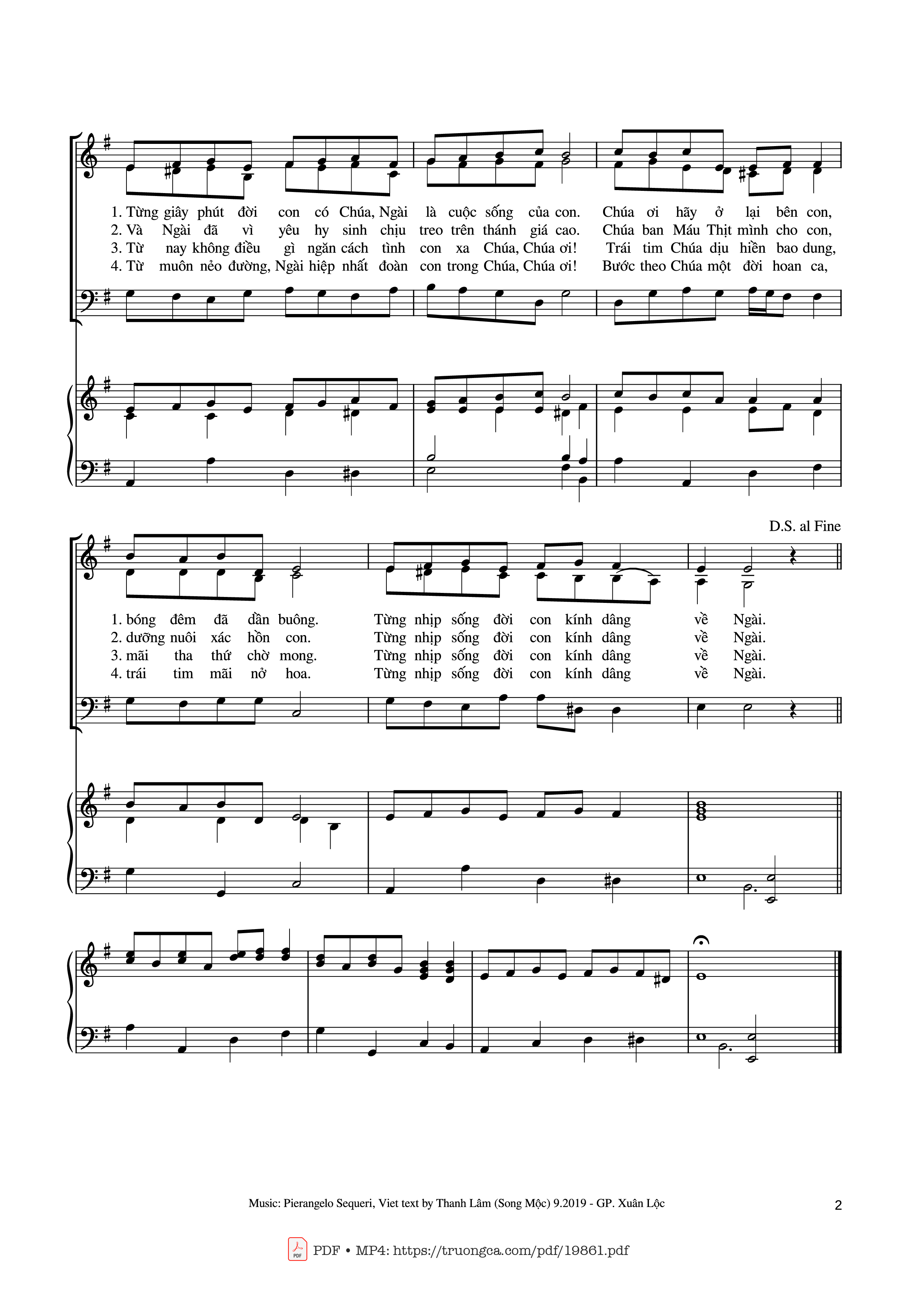 Page 2 of the piano sheet music PDF – Ngài là cuộc sống của con Sheet đệm Piano by Thanh Lâm