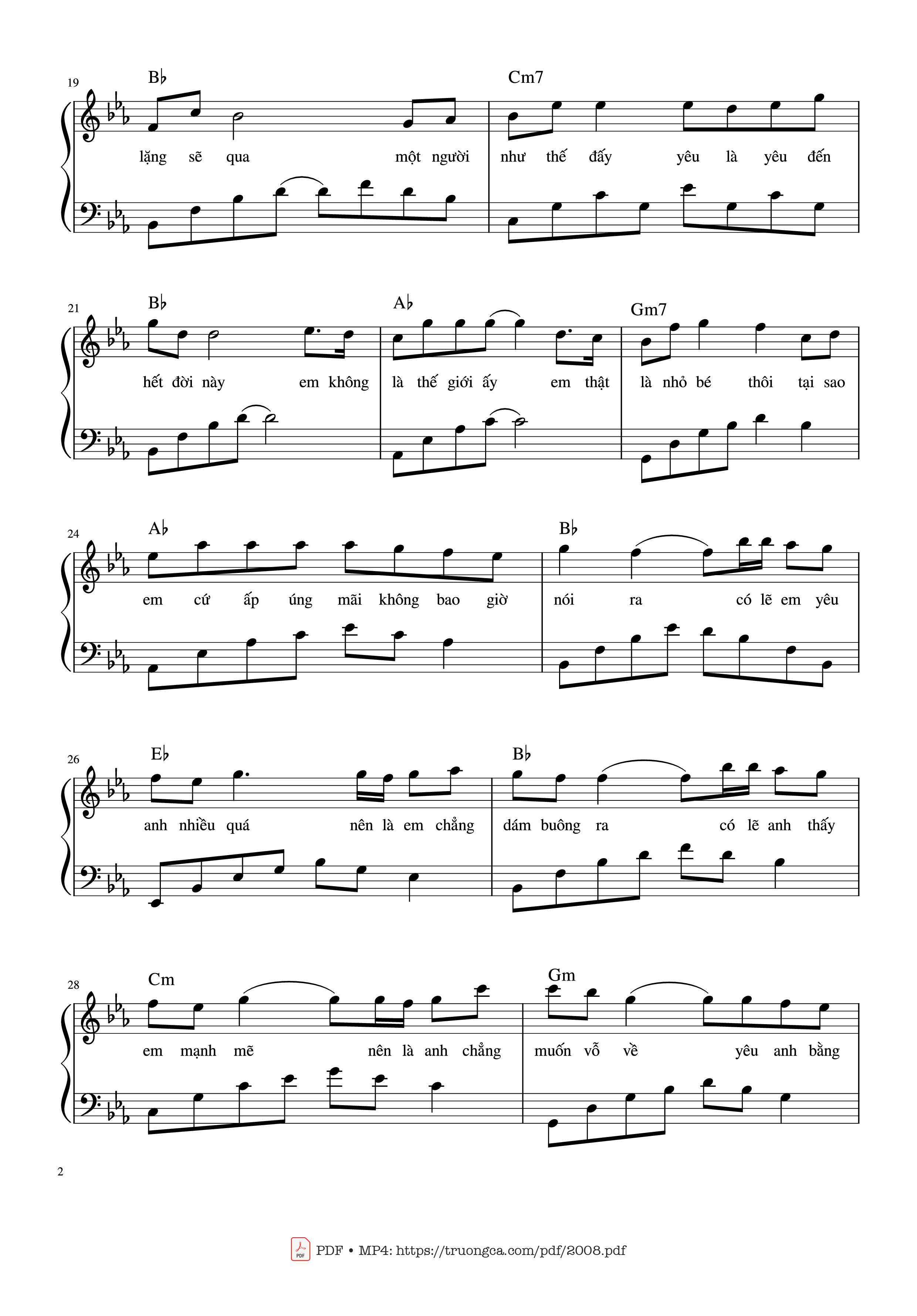 Page 2 of the piano sheet music PDF – Đừng yêu nữa, em mệt rồi Piano by Nguyễn Phúc Thiện