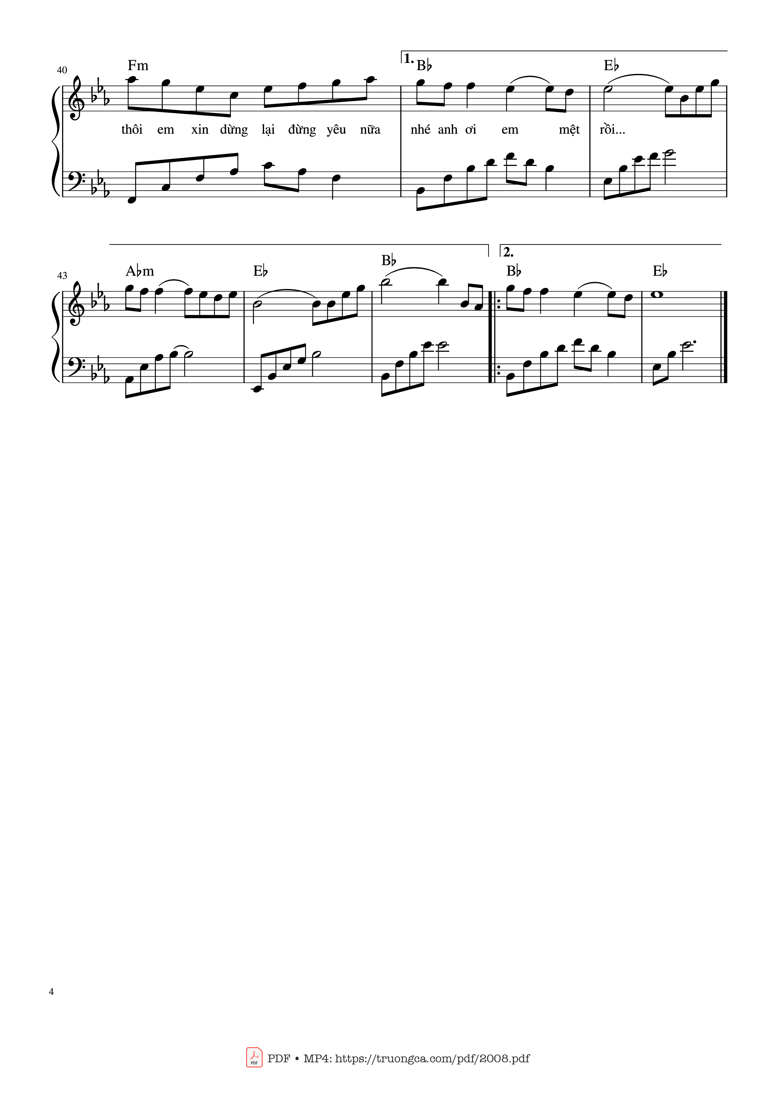 Page 4 of the piano sheet music PDF – Đừng yêu nữa, em mệt rồi Piano by Nguyễn Phúc Thiện