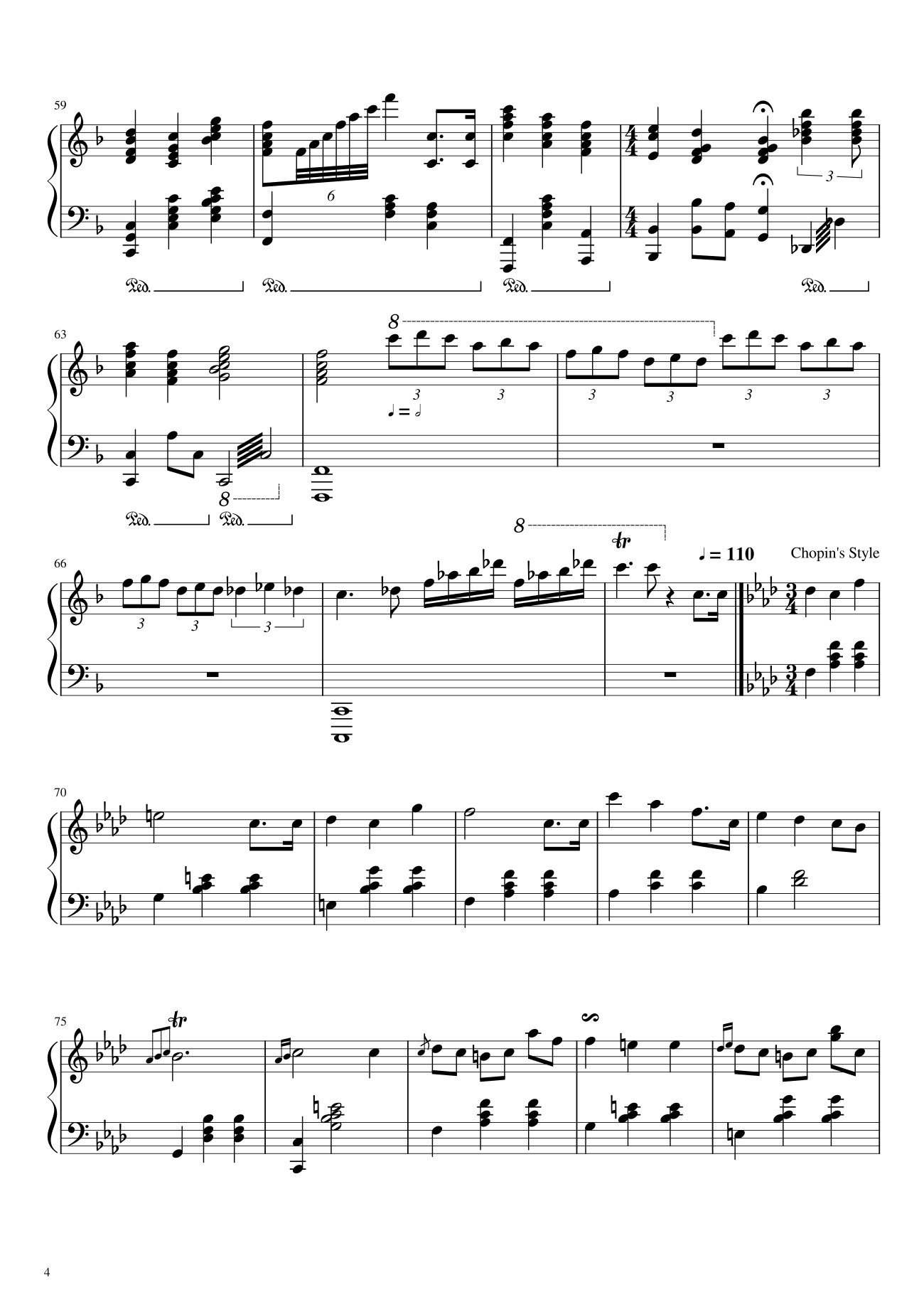 Page 4 of the piano sheet music PDF – Happy Birthday To You Sheet Piano Variations by Hazel Nguyen