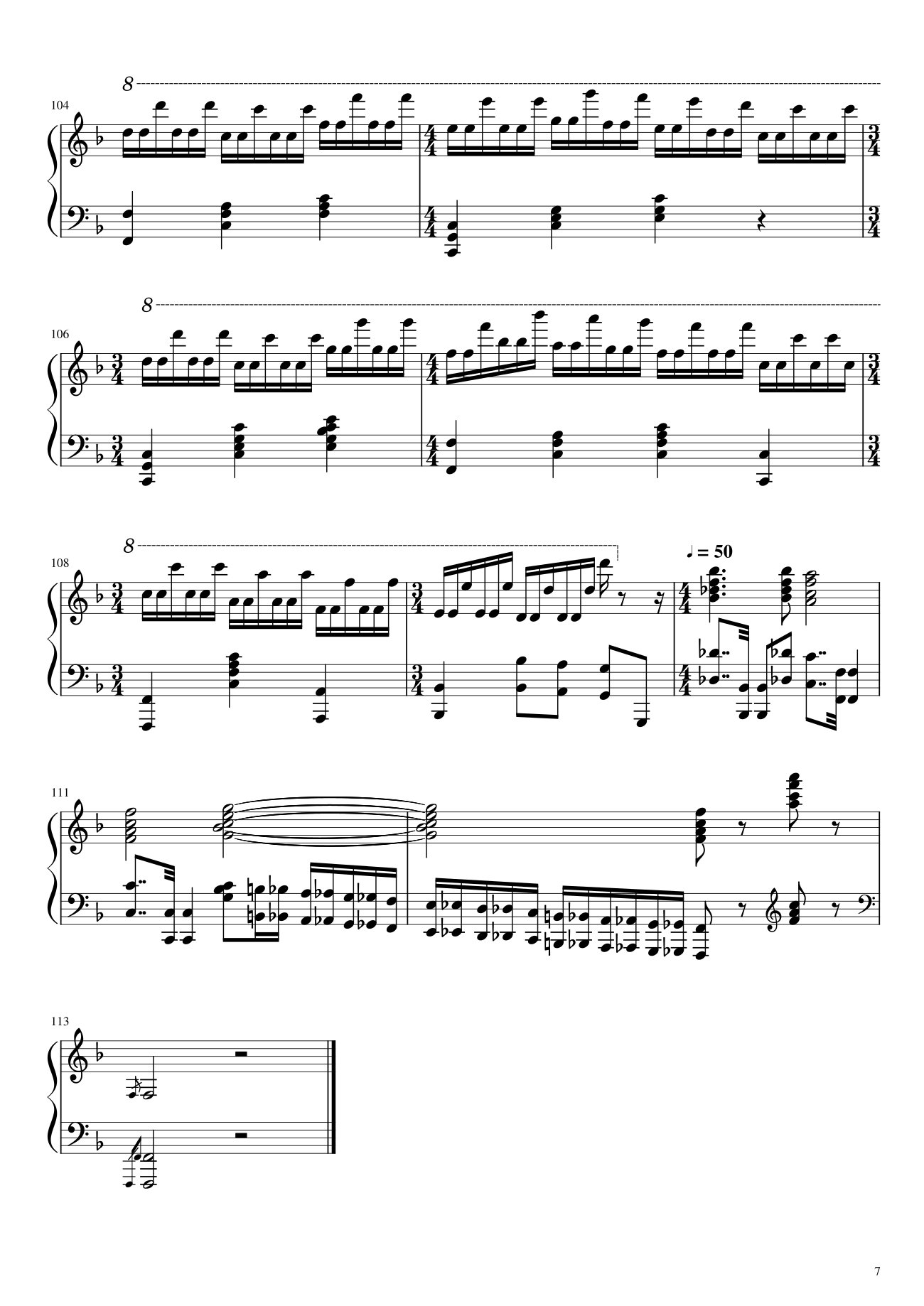 Page 7 of the piano sheet music PDF – Happy Birthday To You Sheet Piano Variations by Hazel Nguyen