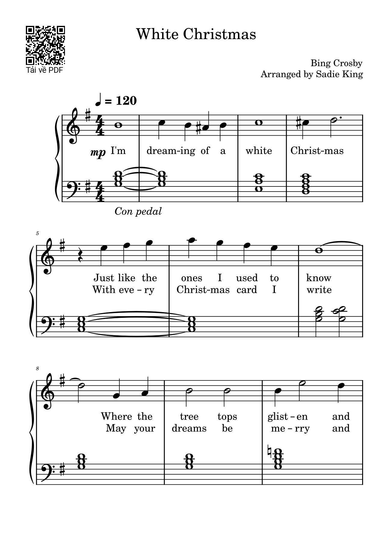Page 1 of the piano sheet music PDF – White Christmas Sheet Piano by Bing Crosby