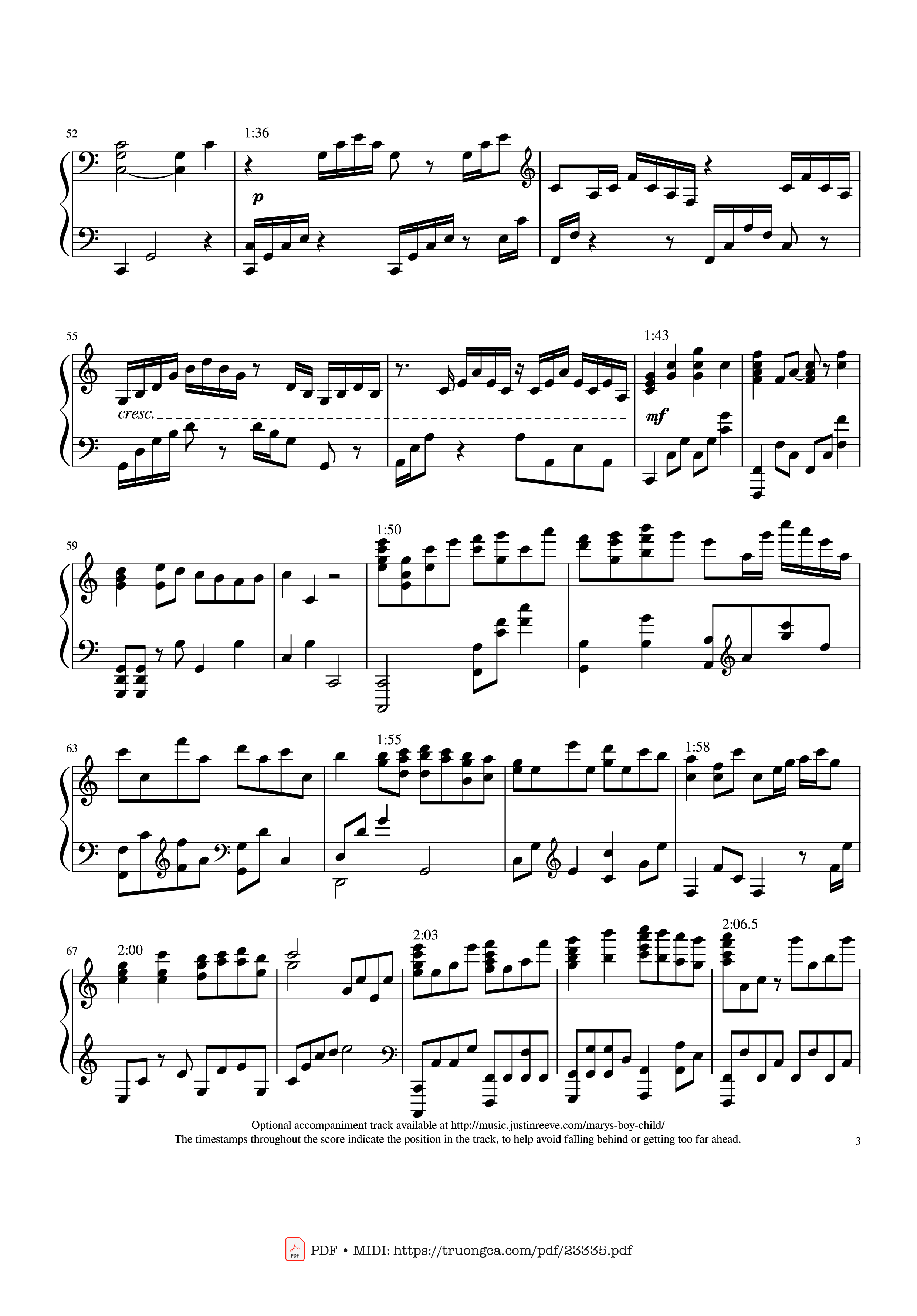 Page 3 of the piano sheet music PDF – Mary