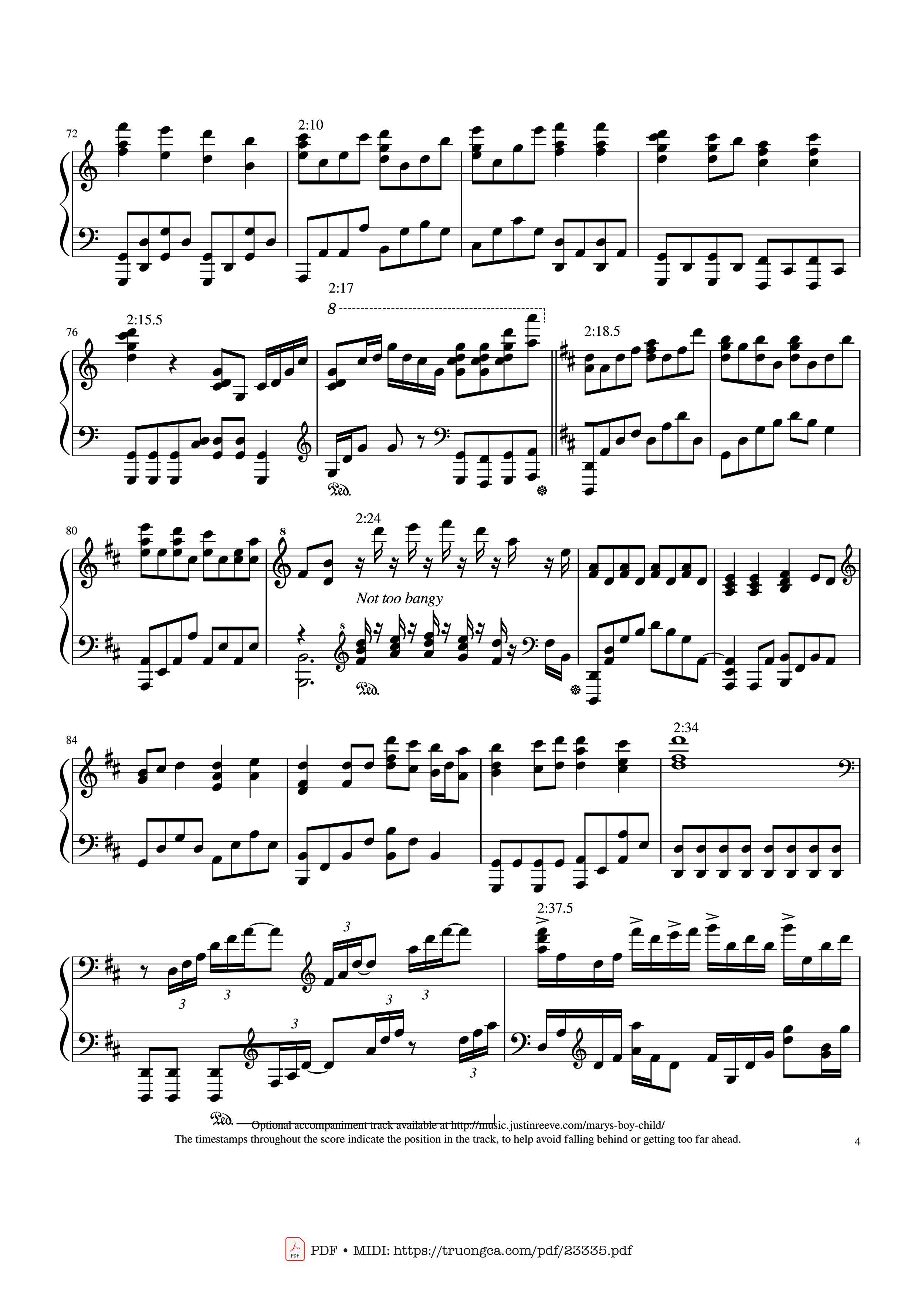Page 4 of the piano sheet music PDF – Mary