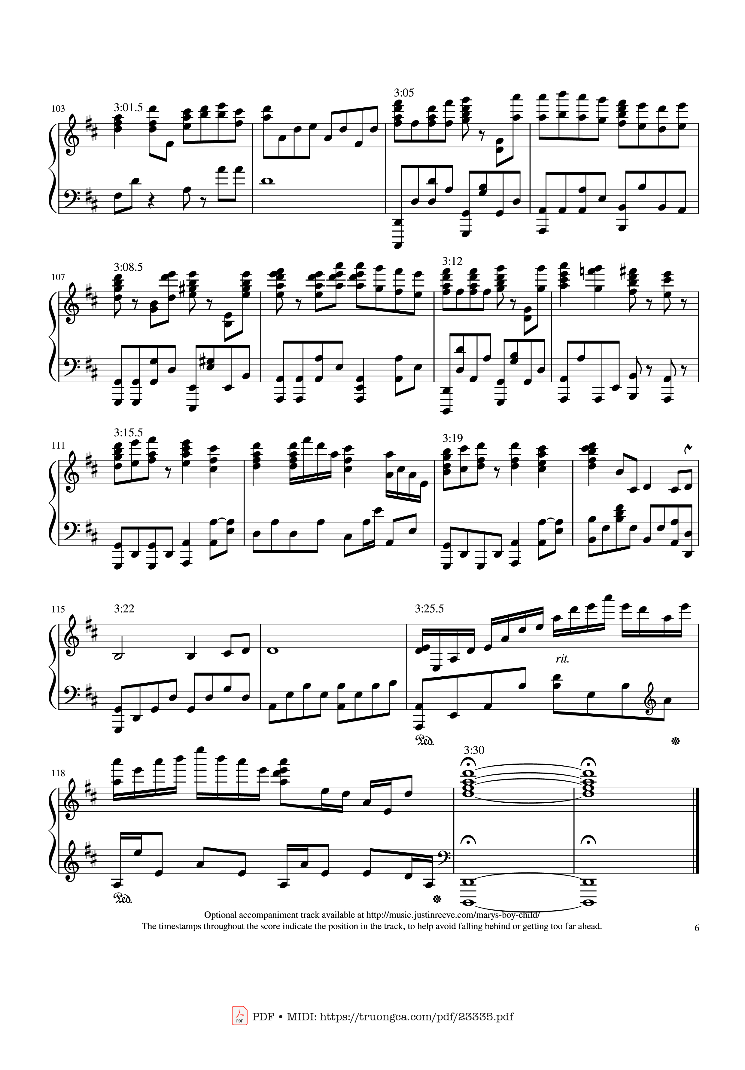 Page 6 of the piano sheet music PDF – Mary